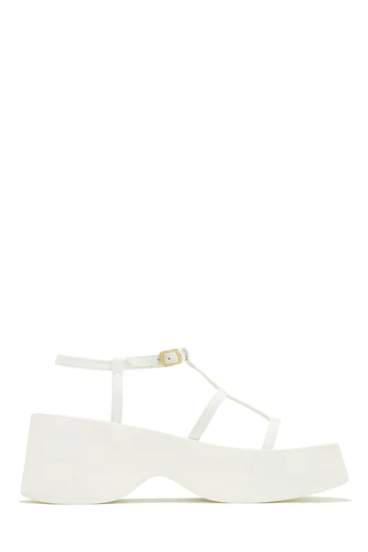 Beach Trip Flat Platform Sandals - White sold by Miss Lola