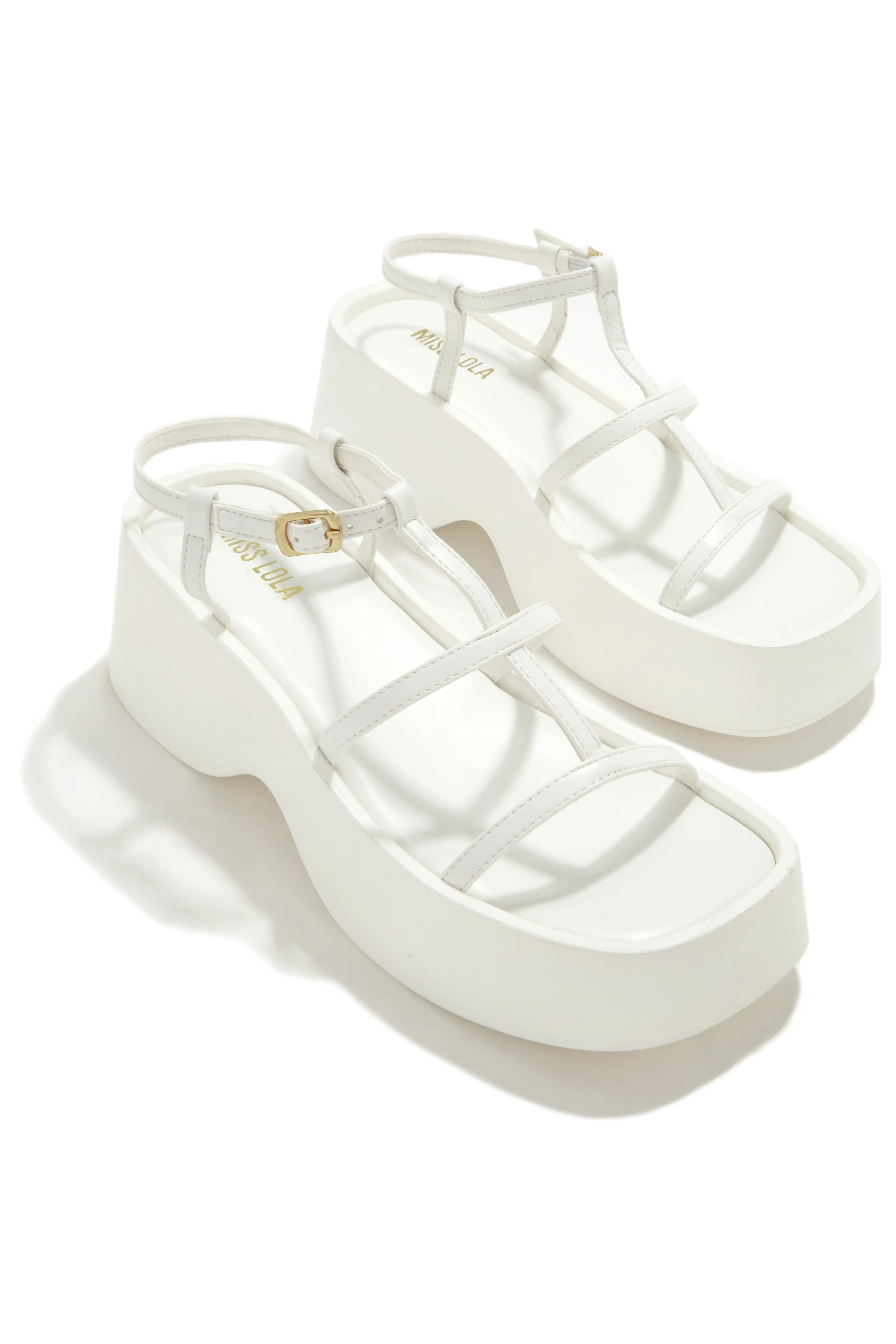 Beach Trip Flat Platform Sandals - White sold by Miss Lola product image thumbnail 3