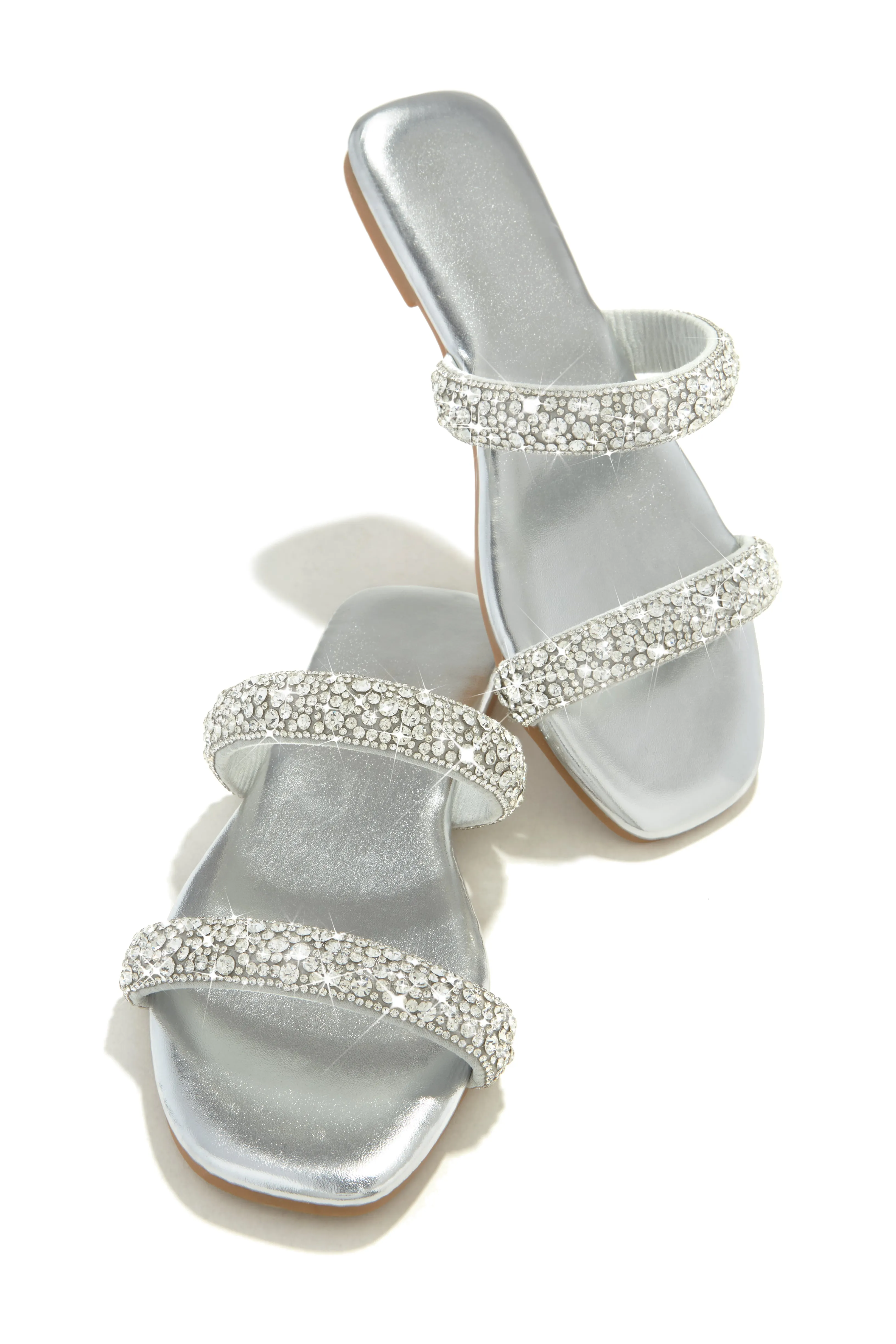 Natalia Embellished Slip On Sandals - Silver sold by Miss Lola product image thumbnail 3