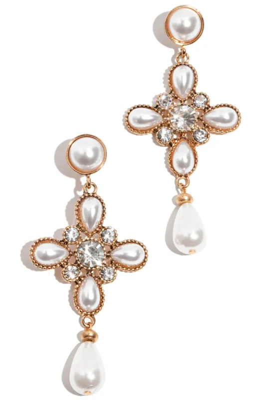 Violette Statement Pearl Dangle Earrings - Gold sold by Miss Lola