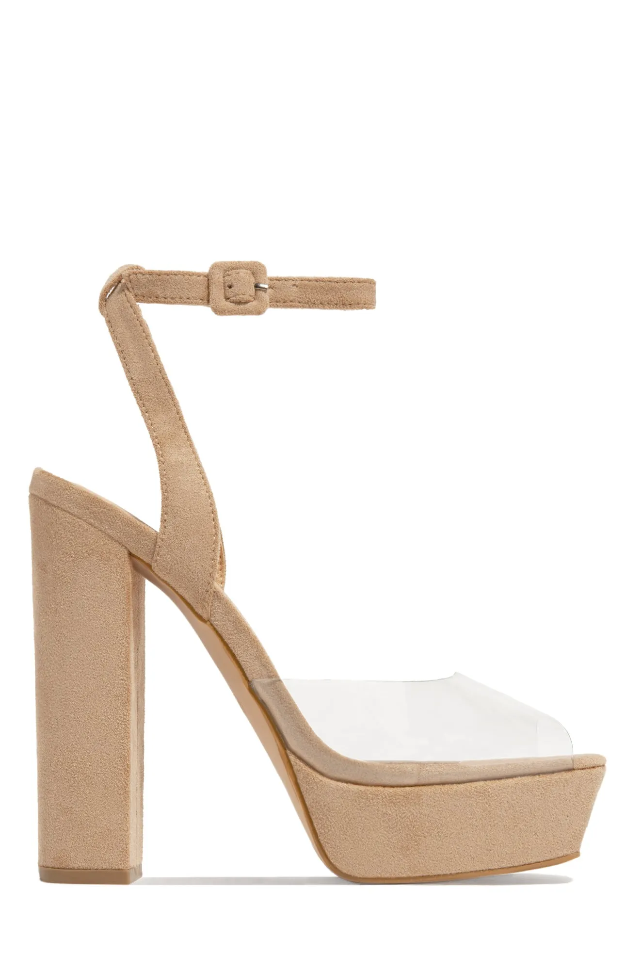 Adelynn Clear Strap Platform Block Heels - Nude sold by Miss Lola product image thumbnail 2
