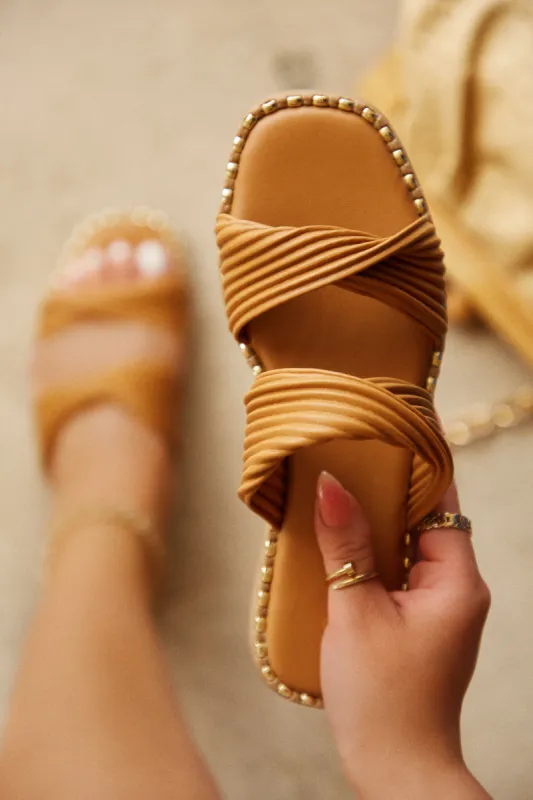 Cabo Dreams Slip On Sandals - Tan sold by Miss Lola