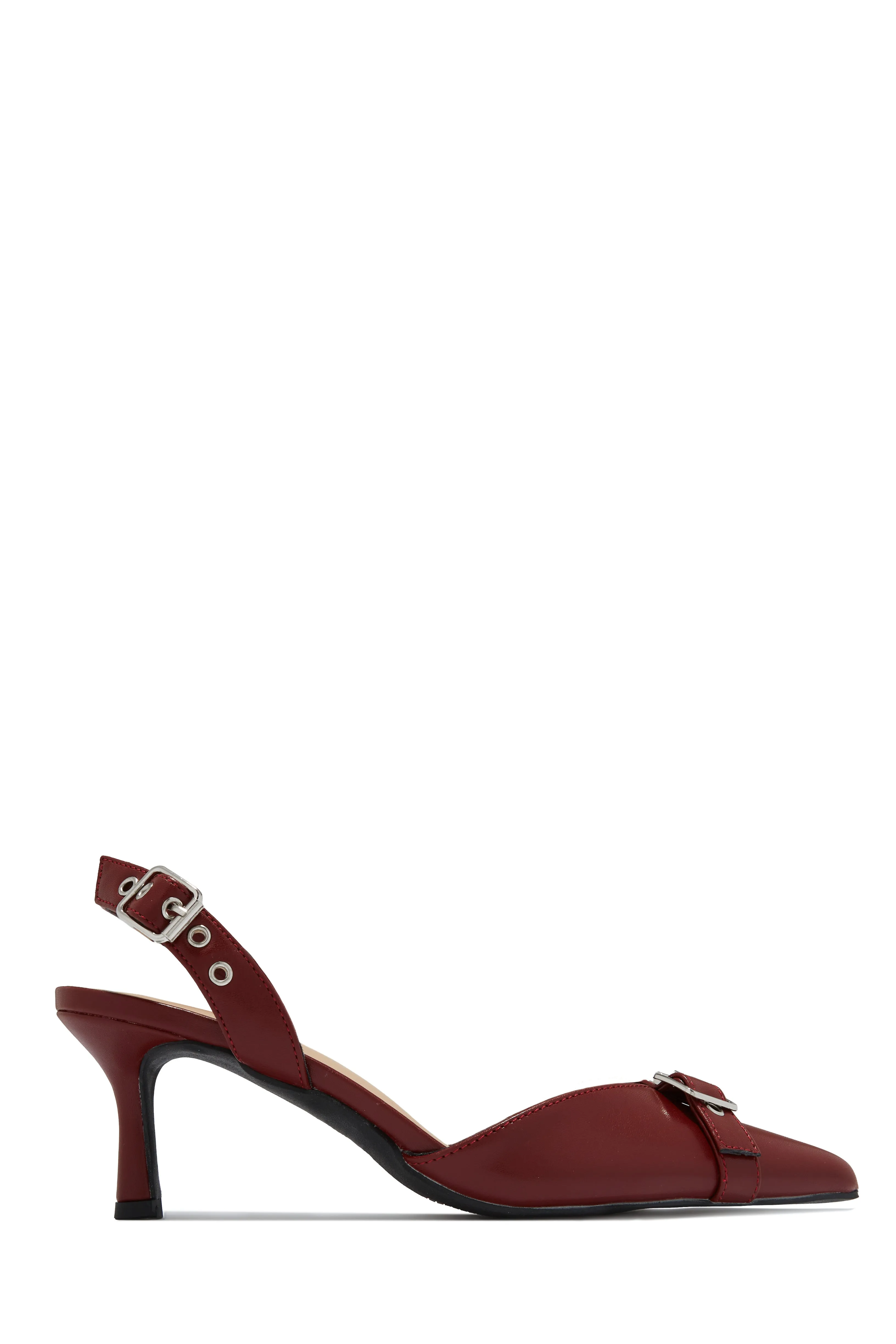 Demi Slingback Mid Heel Pumps - Wine sold by Miss Lola product image thumbnail 4