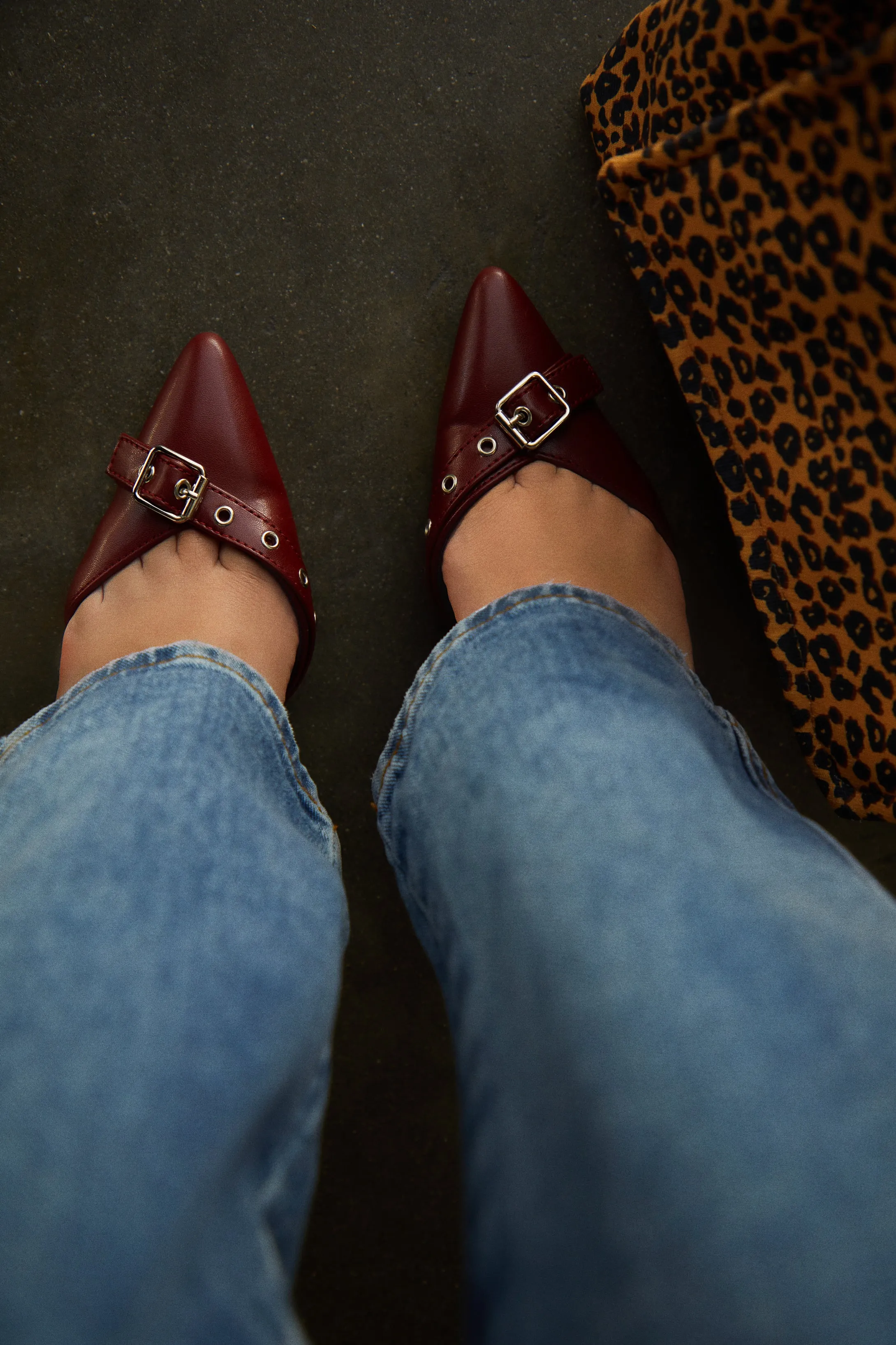 Demi Slingback Mid Heel Pumps - Wine sold by Miss Lola product image thumbnail 5