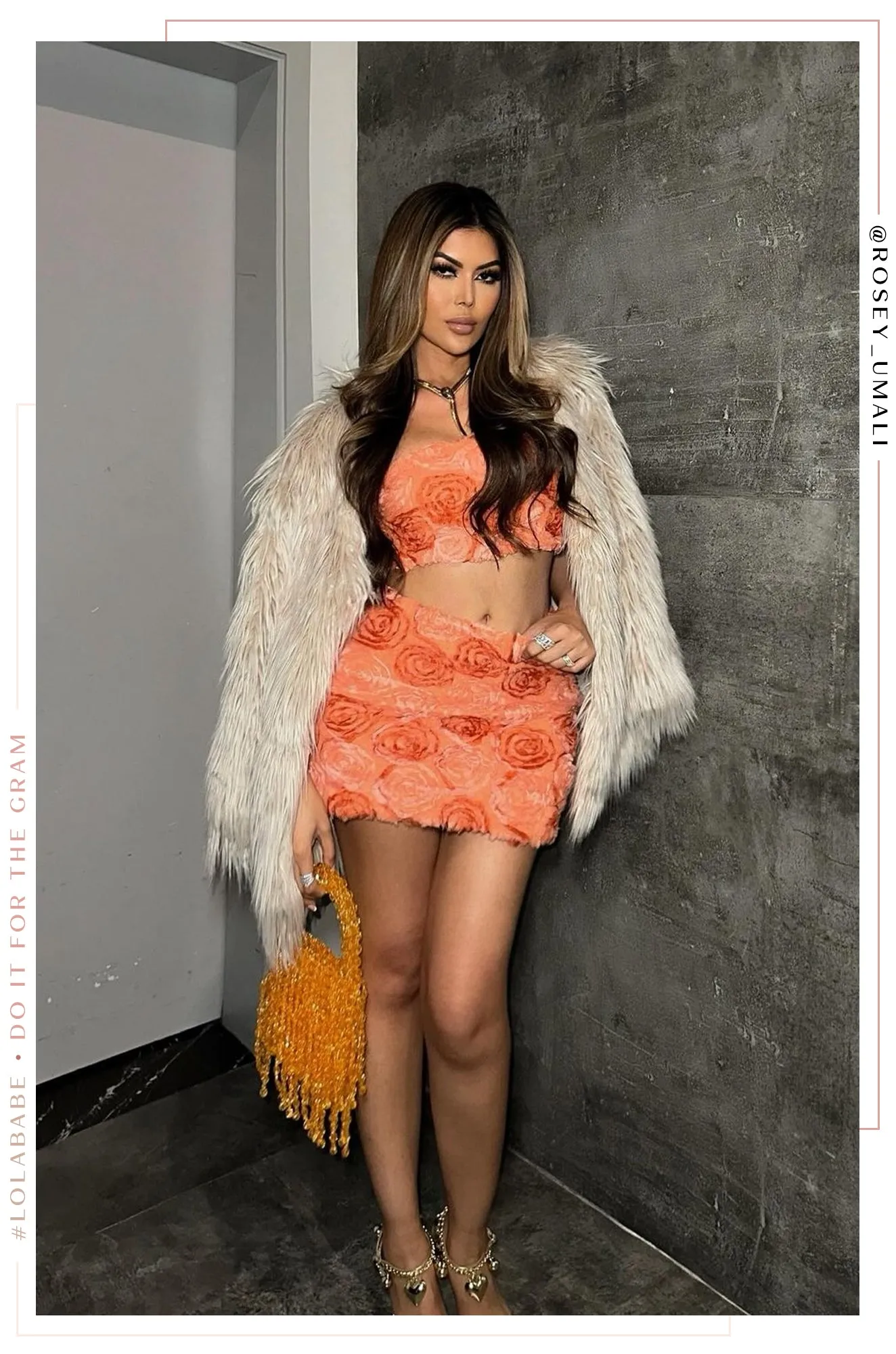 Noele Two Piece Mini Skirt Set - Coral sold by Miss Lola product image thumbnail 4