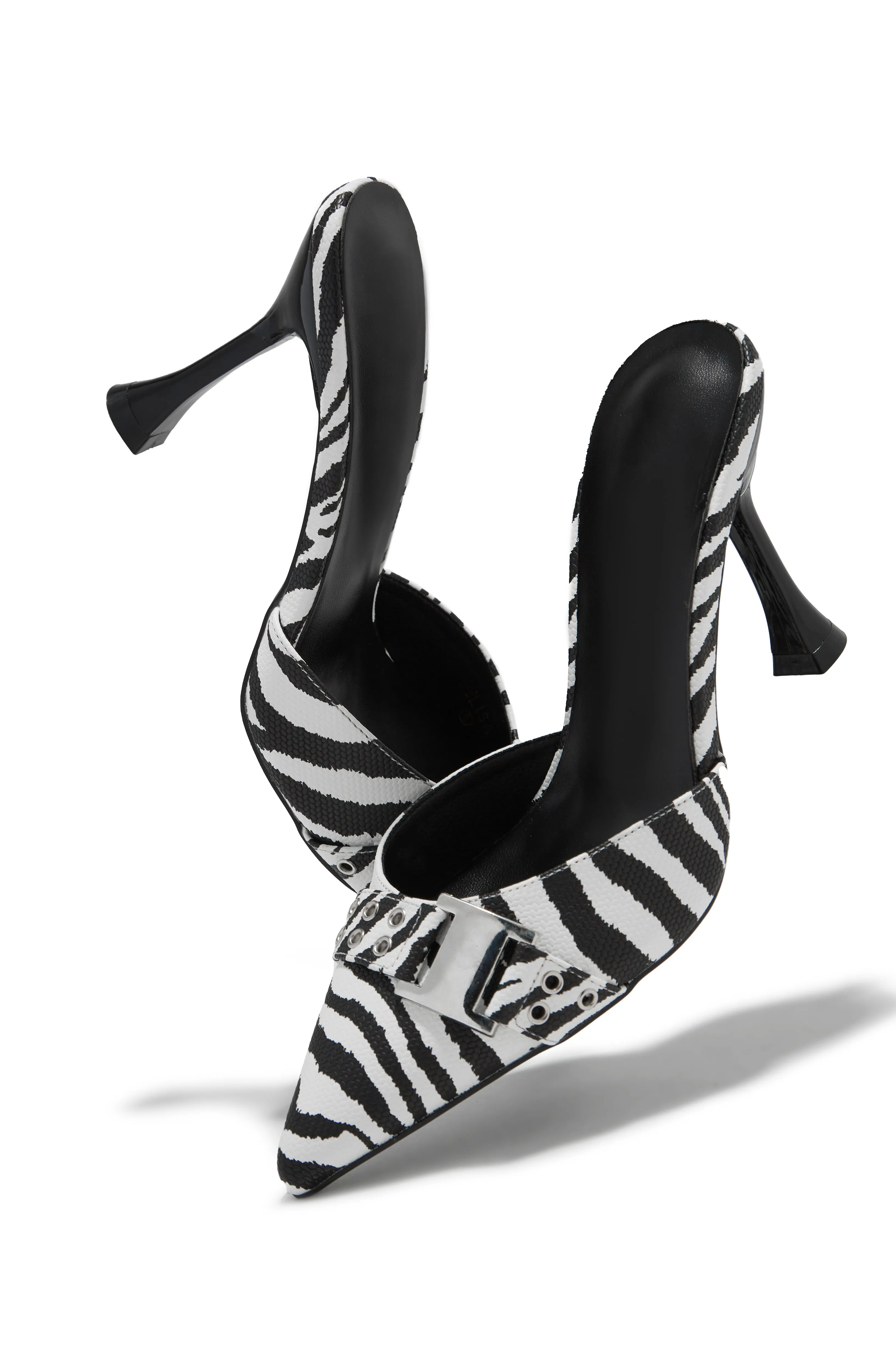 Amyra Pointed Toe High Heel Mules - Zebra sold by Miss Lola product image thumbnail 2
