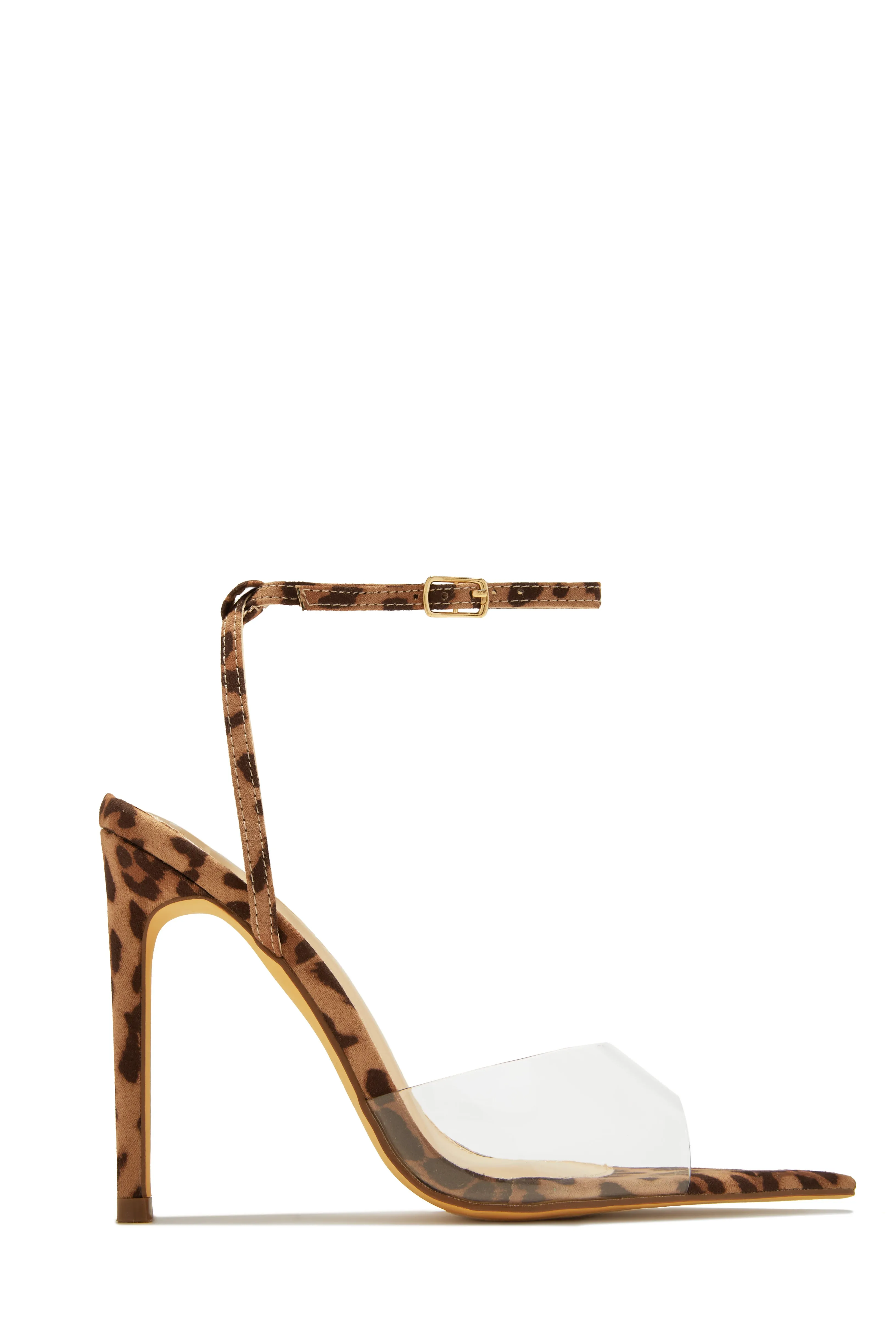 Dinner Date Clear Strap High Heels - Leopard sold by Miss Lola product image thumbnail 3