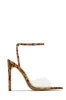Dinner Date Clear Strap High Heels - Leopard sold by Miss Lola
