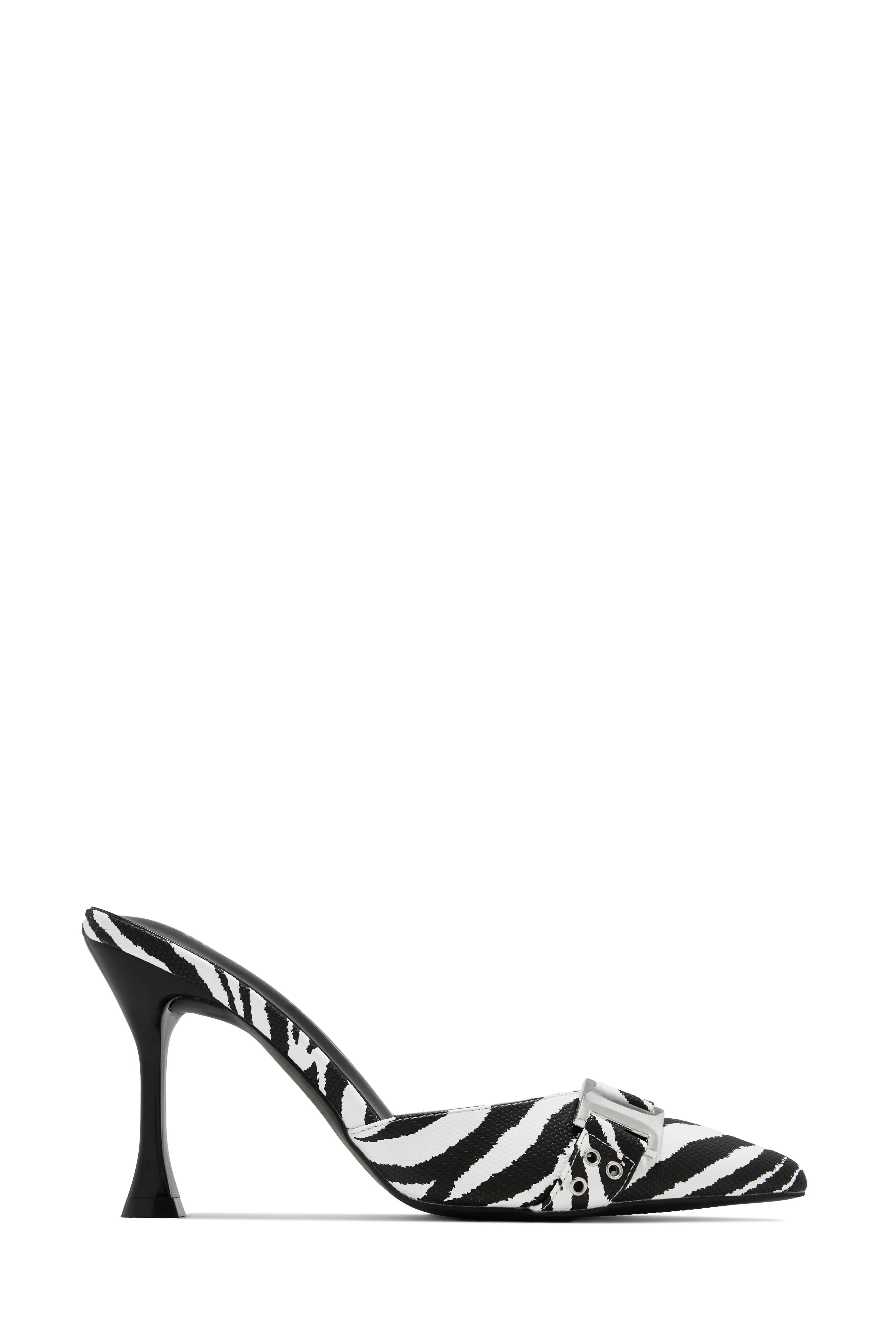 Amyra Pointed Toe High Heel Mules - Zebra sold by Miss Lola product image thumbnail 5