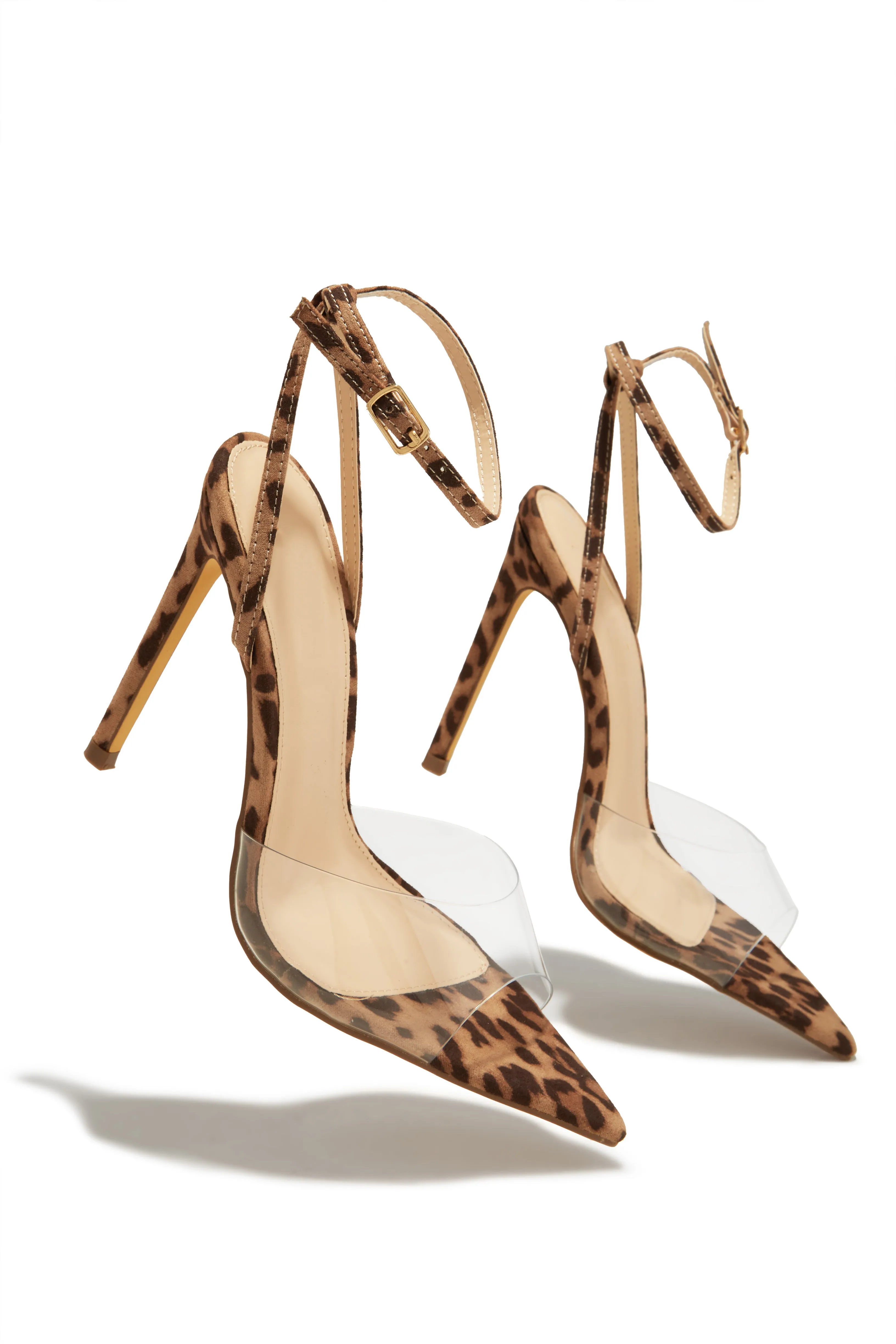 Dinner Date Clear Strap High Heels - Leopard sold by Miss Lola product image thumbnail 2