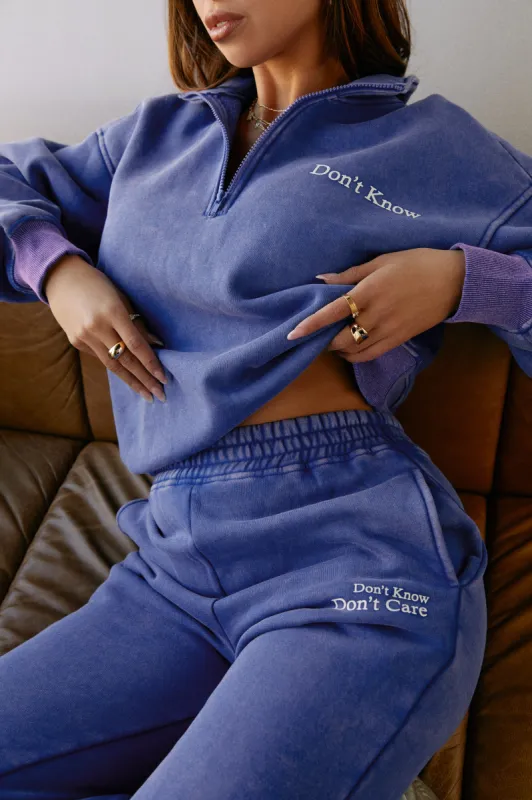 Don't Know Don't Care Quarter Zip Sweater Top - Blue sold by Miss Lola