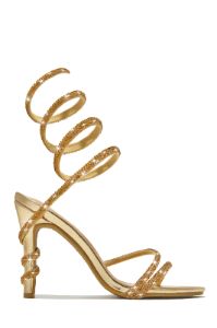 Fantasies Embellished Around The Ankle Coil Heels - Gold sold by Miss Lola