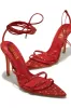 Kimana Glitter Lace Up Heels - Red sold by Miss Lola