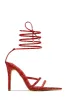 Kimana Glitter Lace Up Heels - Red sold by Miss Lola