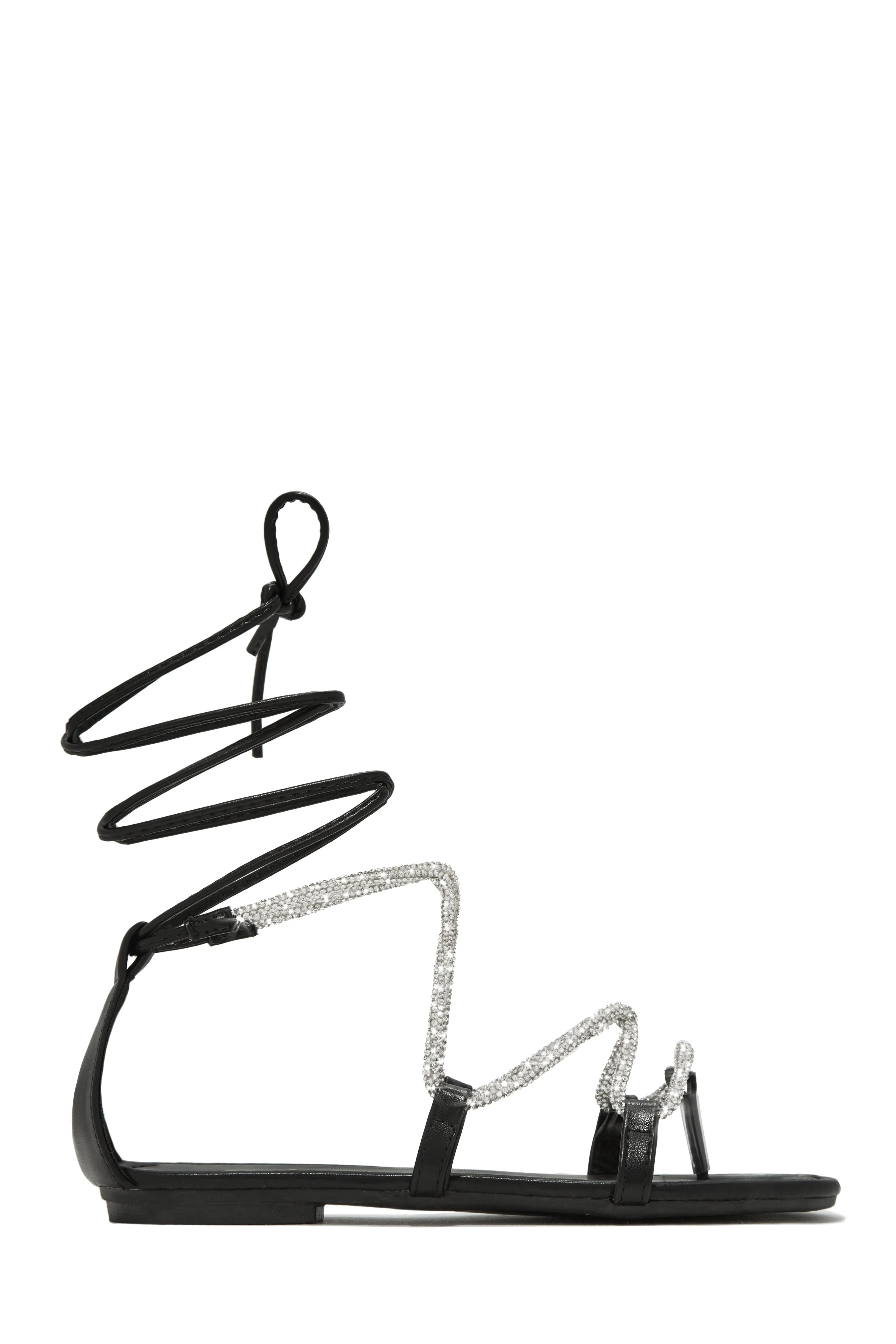 Vegas Weekend Embellished Lace Up Sandals - Black sold by Miss Lola product image thumbnail 4