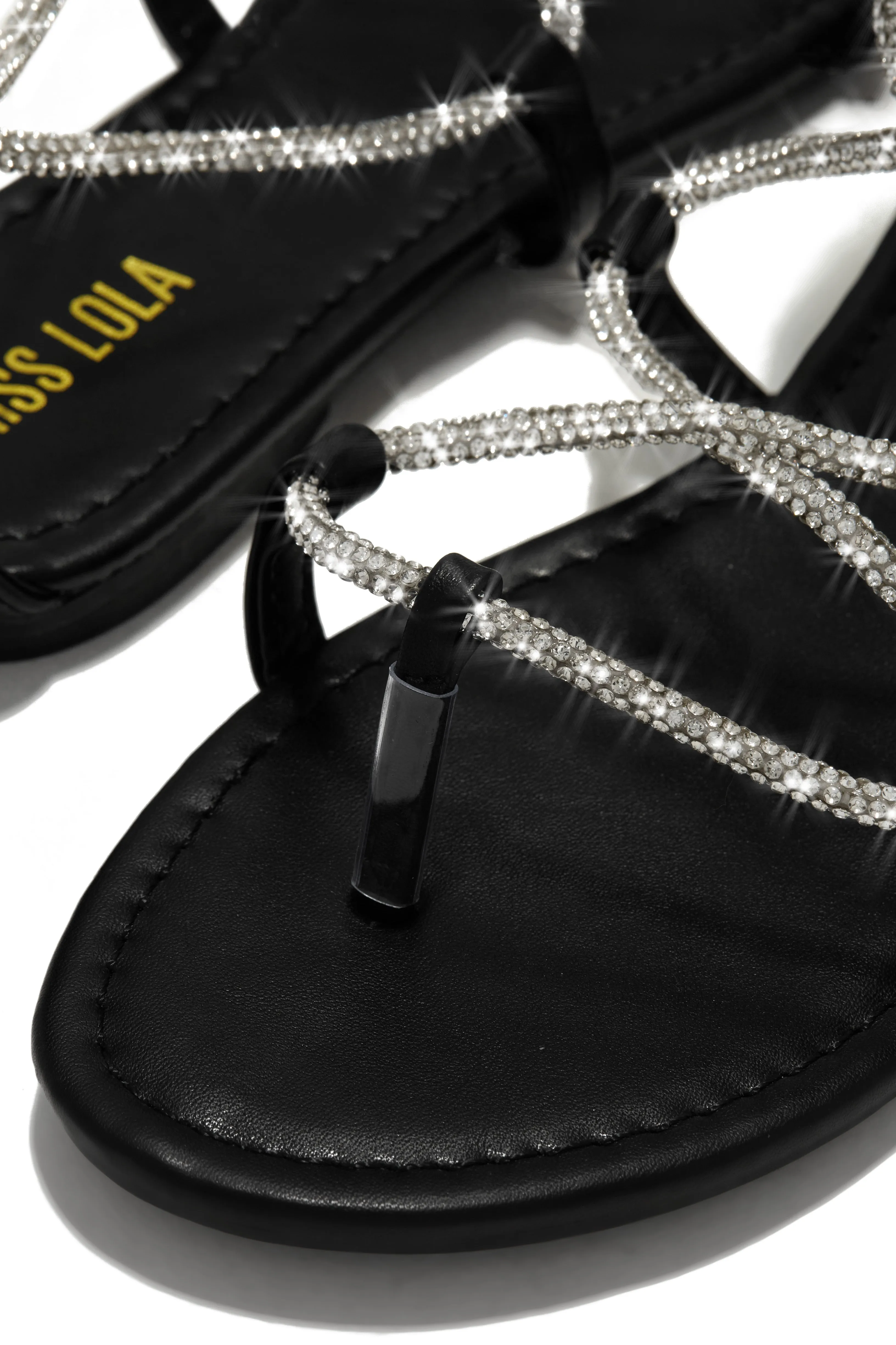 Vegas Weekend Embellished Lace Up Sandals - Black sold by Miss Lola product image thumbnail 2