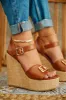 Deliyana Platform Wedge Heels - Tan sold by Miss Lola