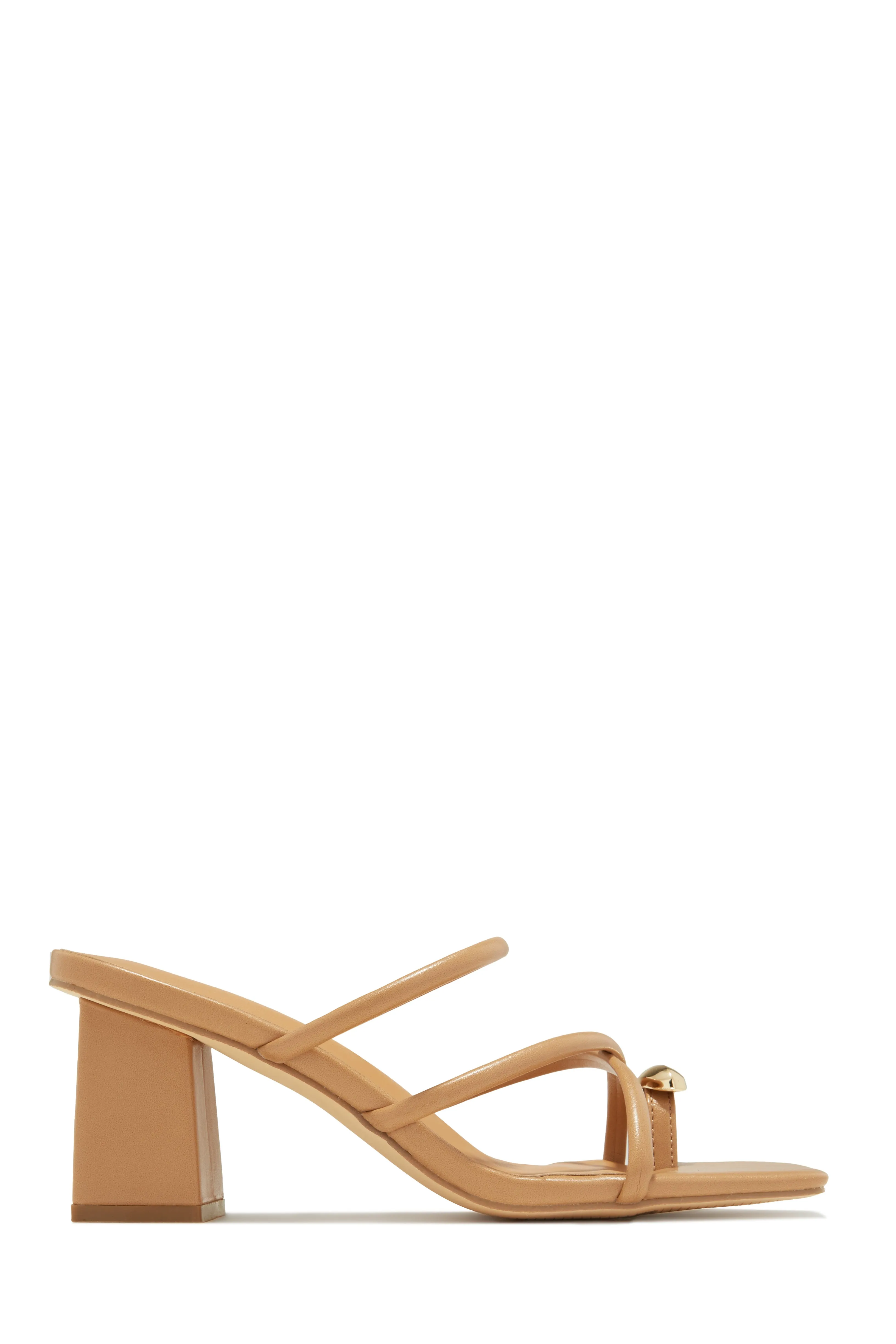 Janessa Block Mid Heel Mules - Nude sold by Miss Lola product image thumbnail 5
