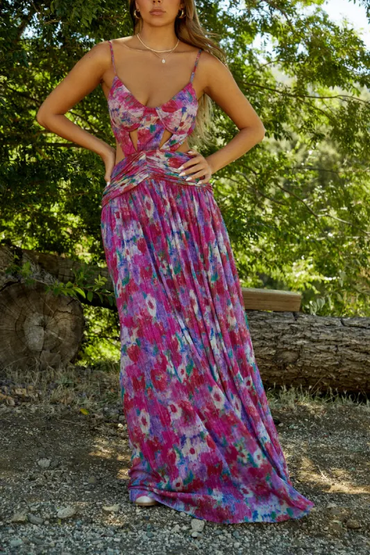 Anette Cutout Maxi Dress - Floral sold by Miss Lola