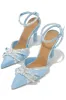 Devoted Embellished Ankle Strap High Heel Pumps - Blue sold by Miss Lola
