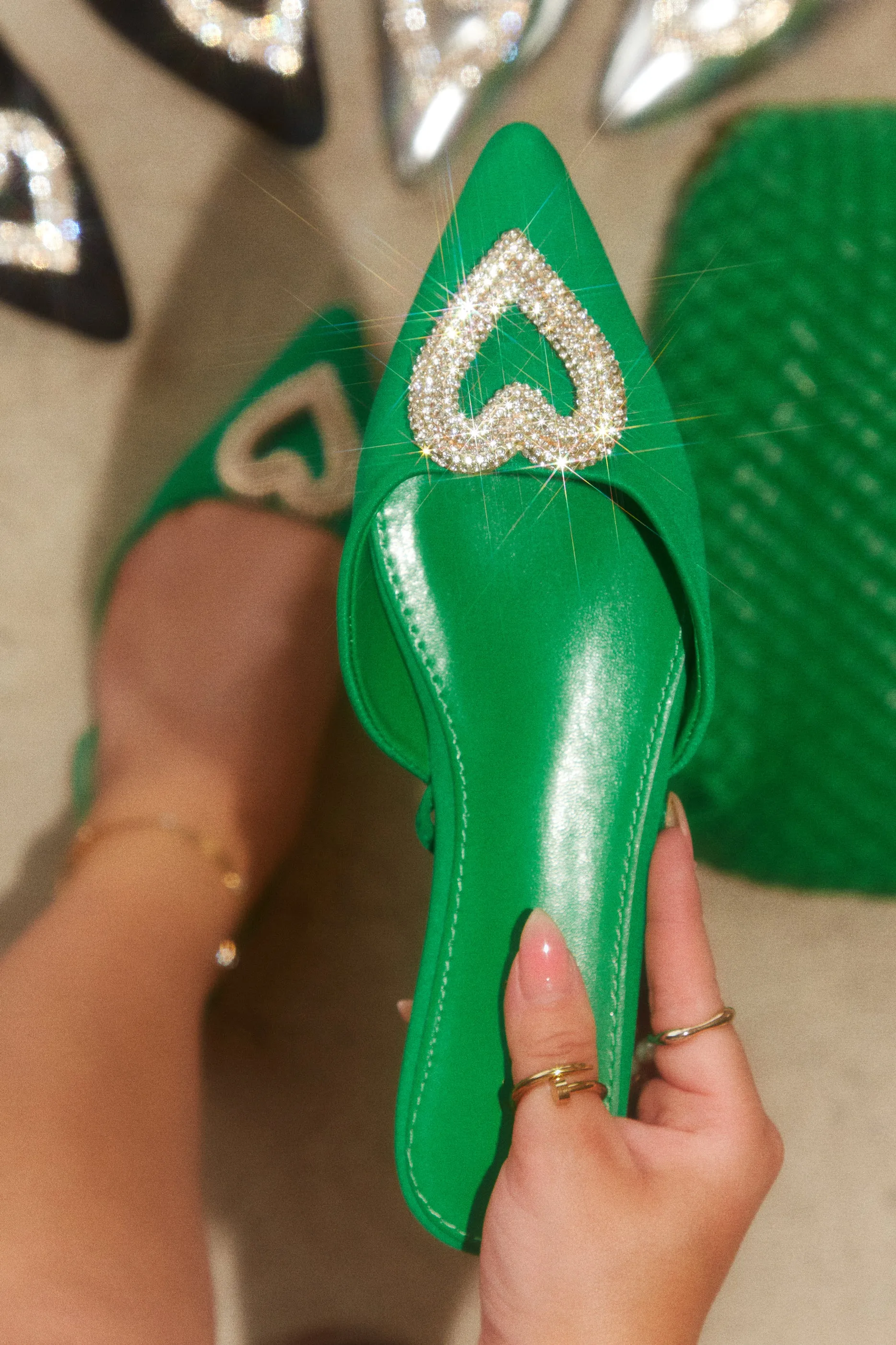 All Love Embellished Sling Back Flat - Green sold by Miss Lola product image thumbnail 2