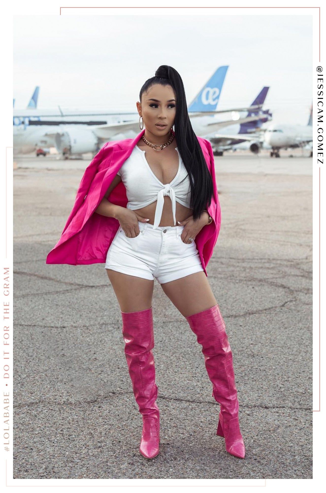 Kenedi Triangle Block Heels Boots - Pink sold by Miss Lola product image thumbnail 2