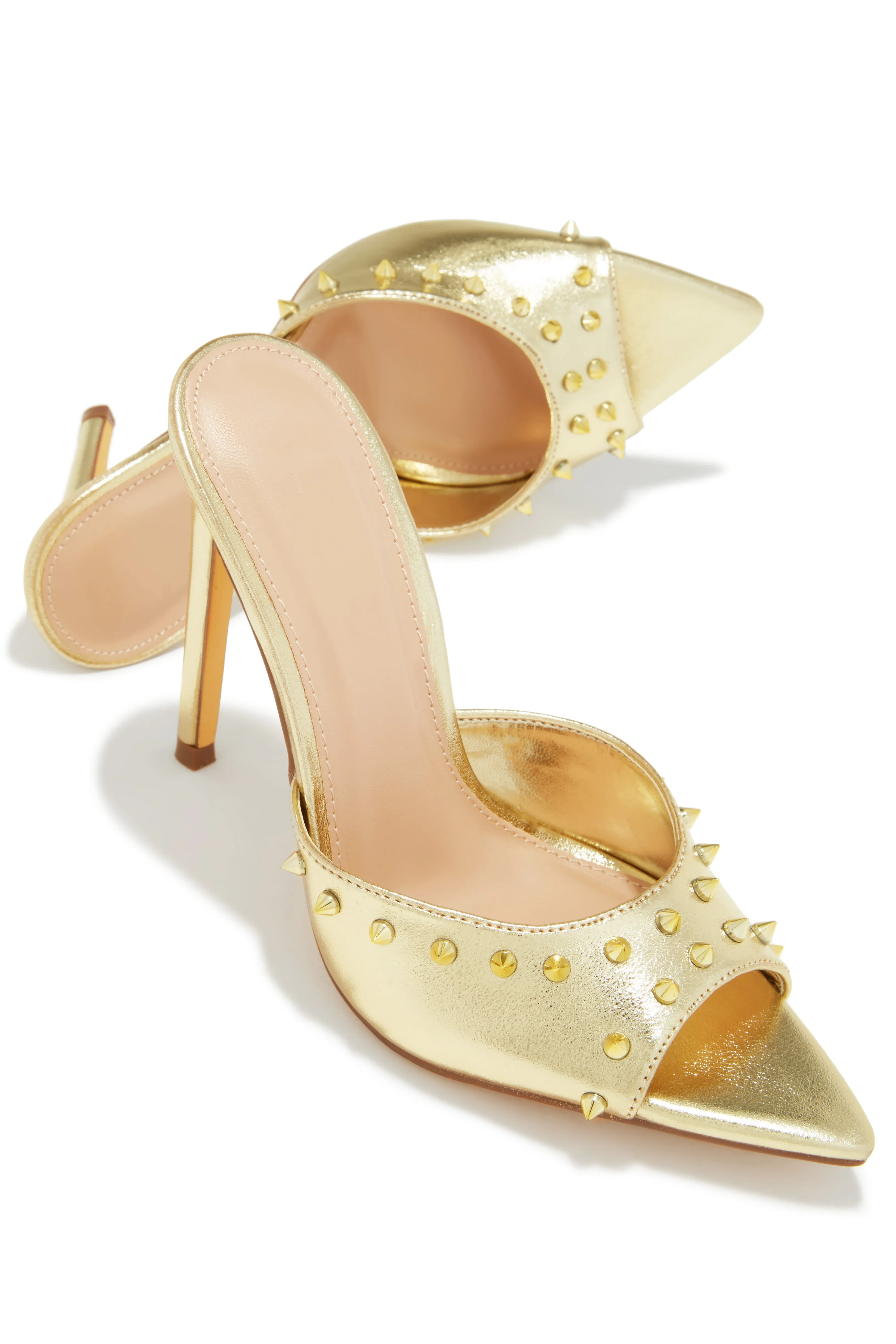 Collette Studded High Heel Mules - Gold sold by Miss Lola product image thumbnail 3