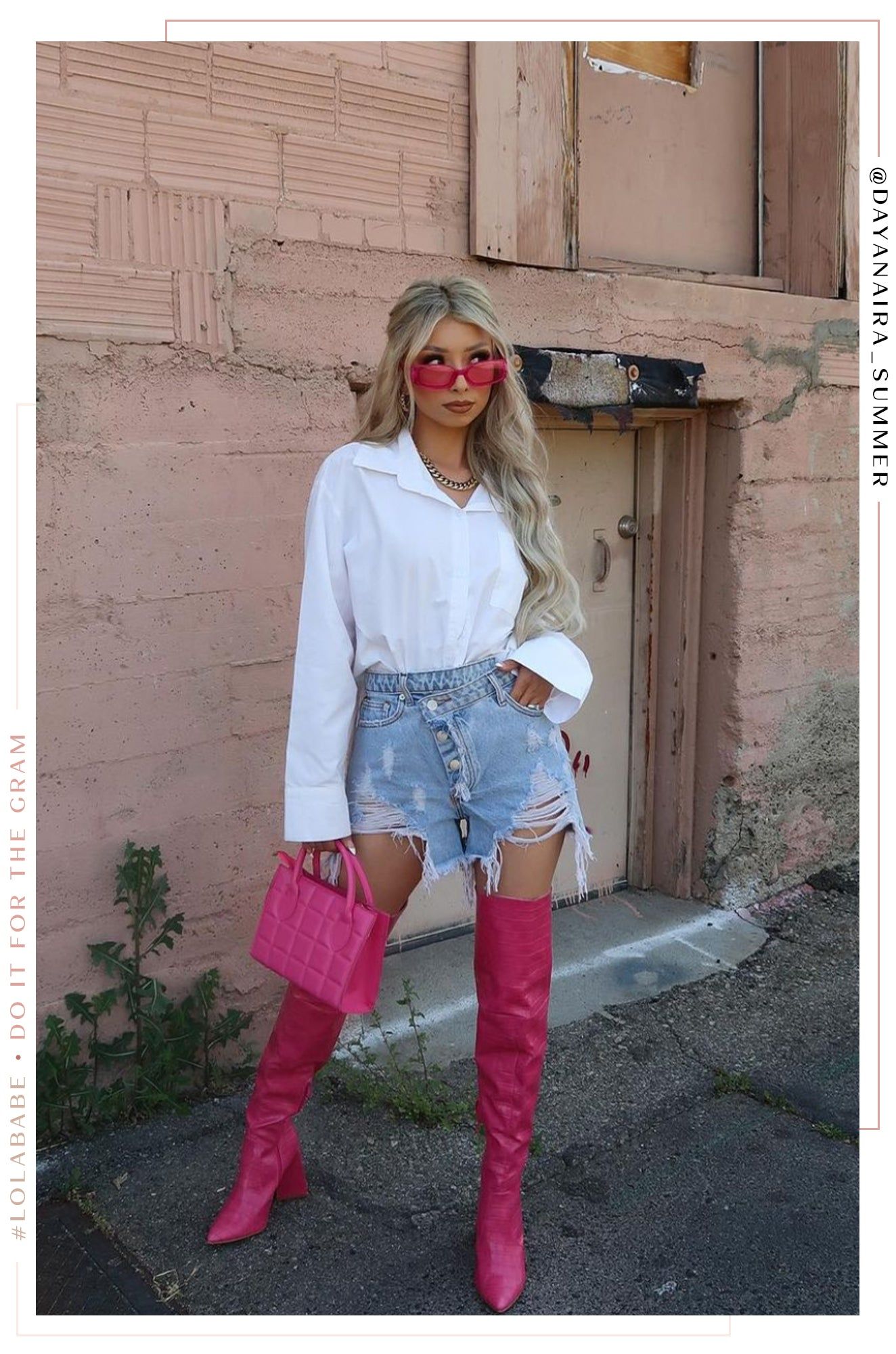 Kenedi Triangle Block Heels Boots - Pink sold by Miss Lola product image thumbnail 4