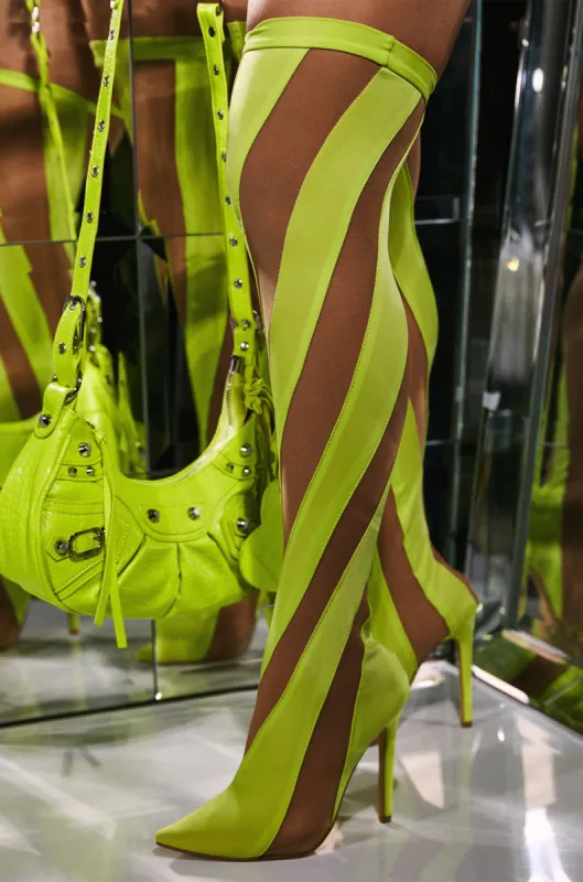 Jenner Over The Knee Heel Boots - Yellow sold by Miss Lola