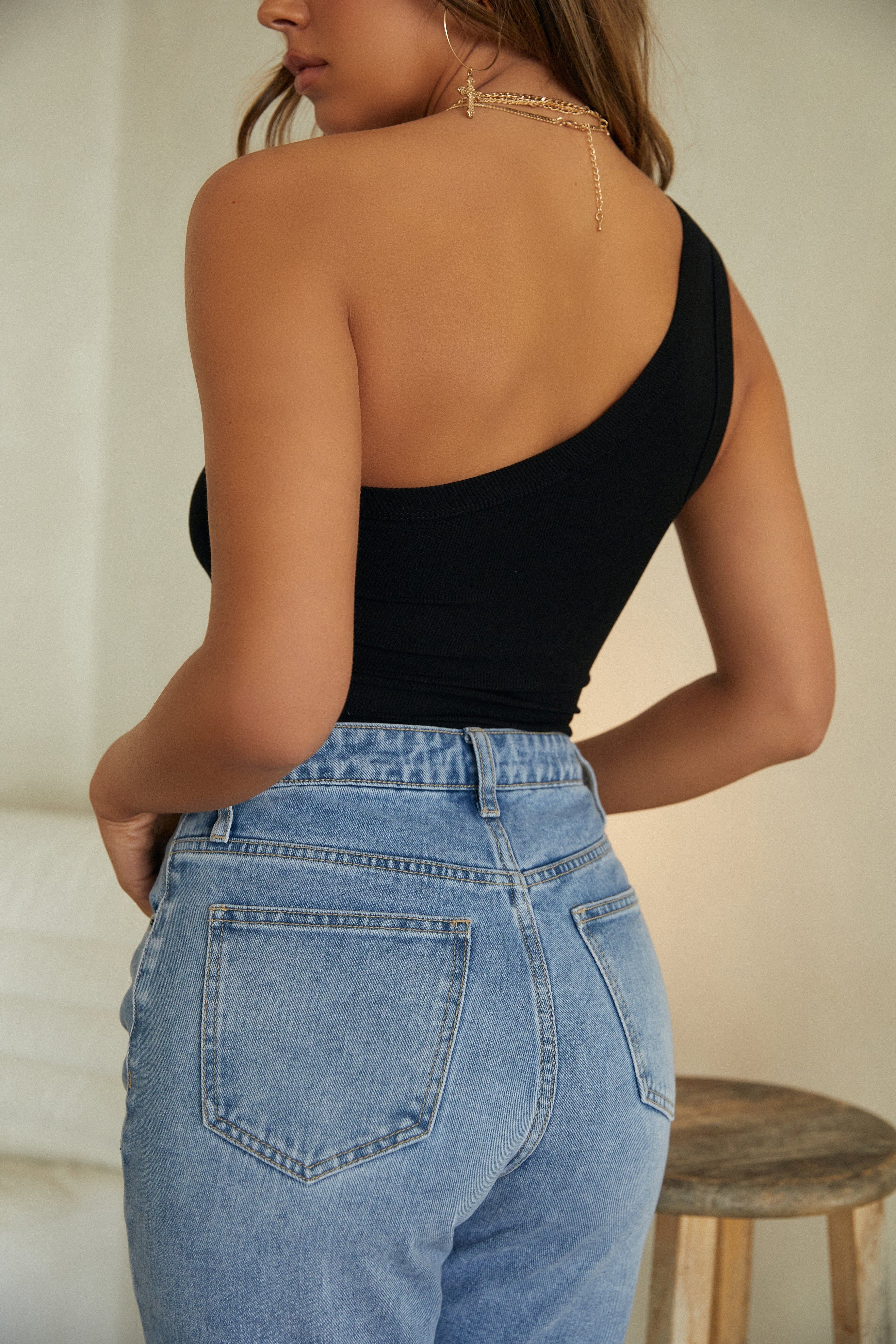 Casandra Asymmetrical One Shoulder Top - Black sold by Miss Lola product image thumbnail 2