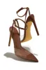 Dinner Date Clear Strap High Heels - Brown sold by Miss Lola