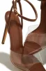 Dinner Date Clear Strap High Heels - Brown sold by Miss Lola