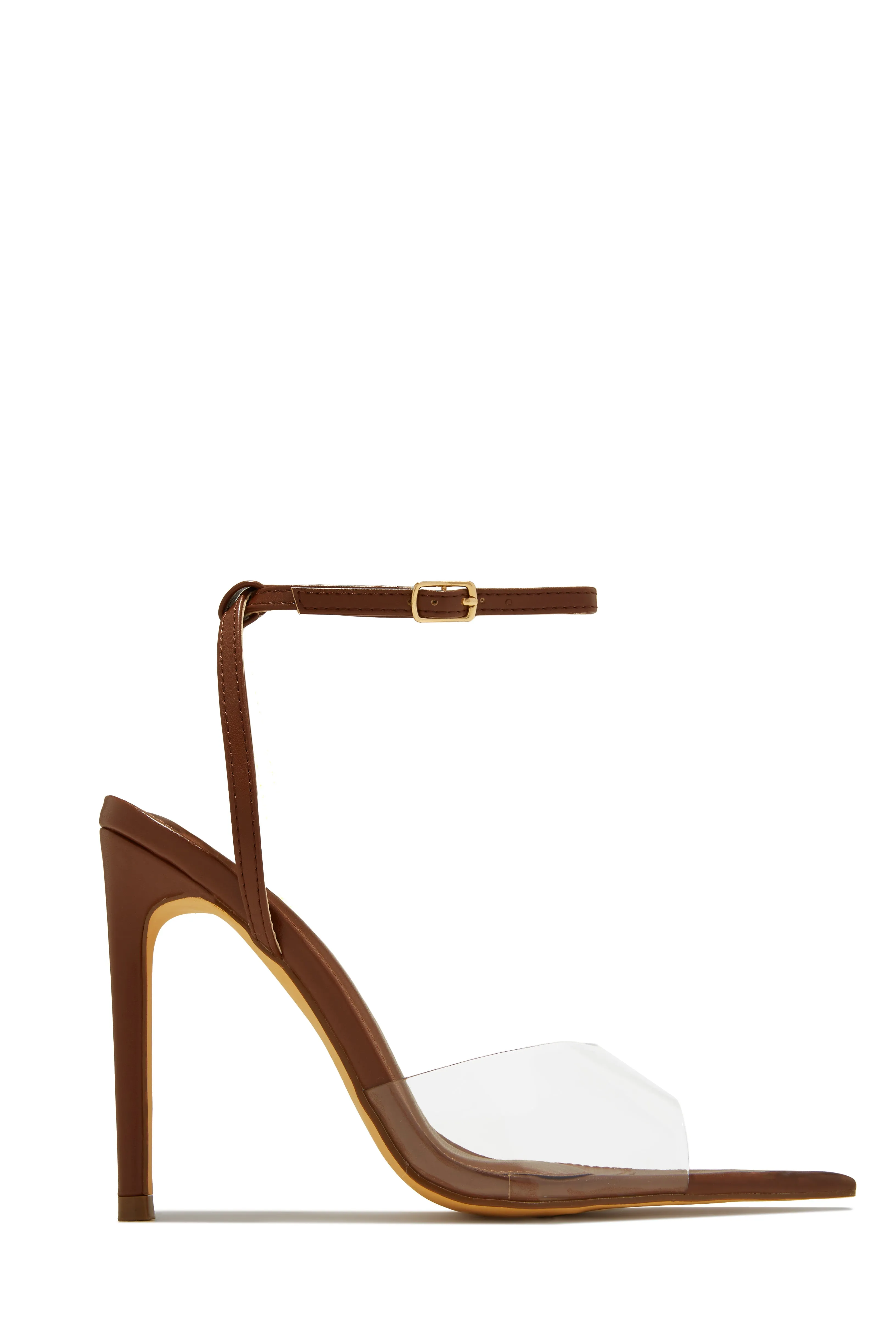 Dinner Date Clear Strap High Heels - Brown sold by Miss Lola product image thumbnail 4