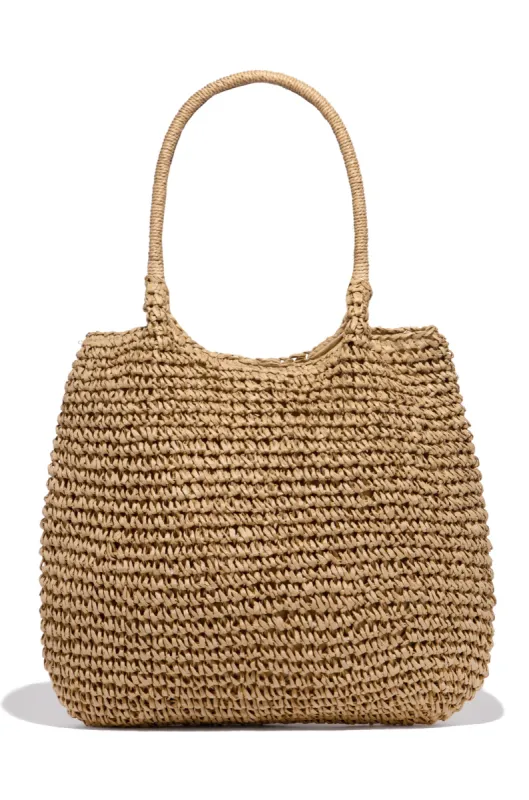 Playa Tulum Woven Straw Shoulder Beach Bag - Tan sold by Miss Lola
