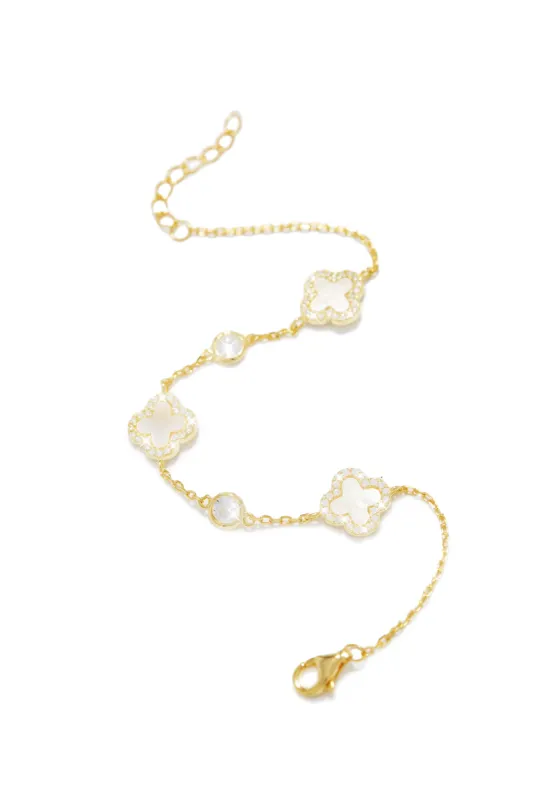 Golden Paradise Sterling Silver Clover Bracelet - Gold sold by Miss Lola