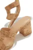 Carina Block Heel Mules - Cork sold by Miss Lola