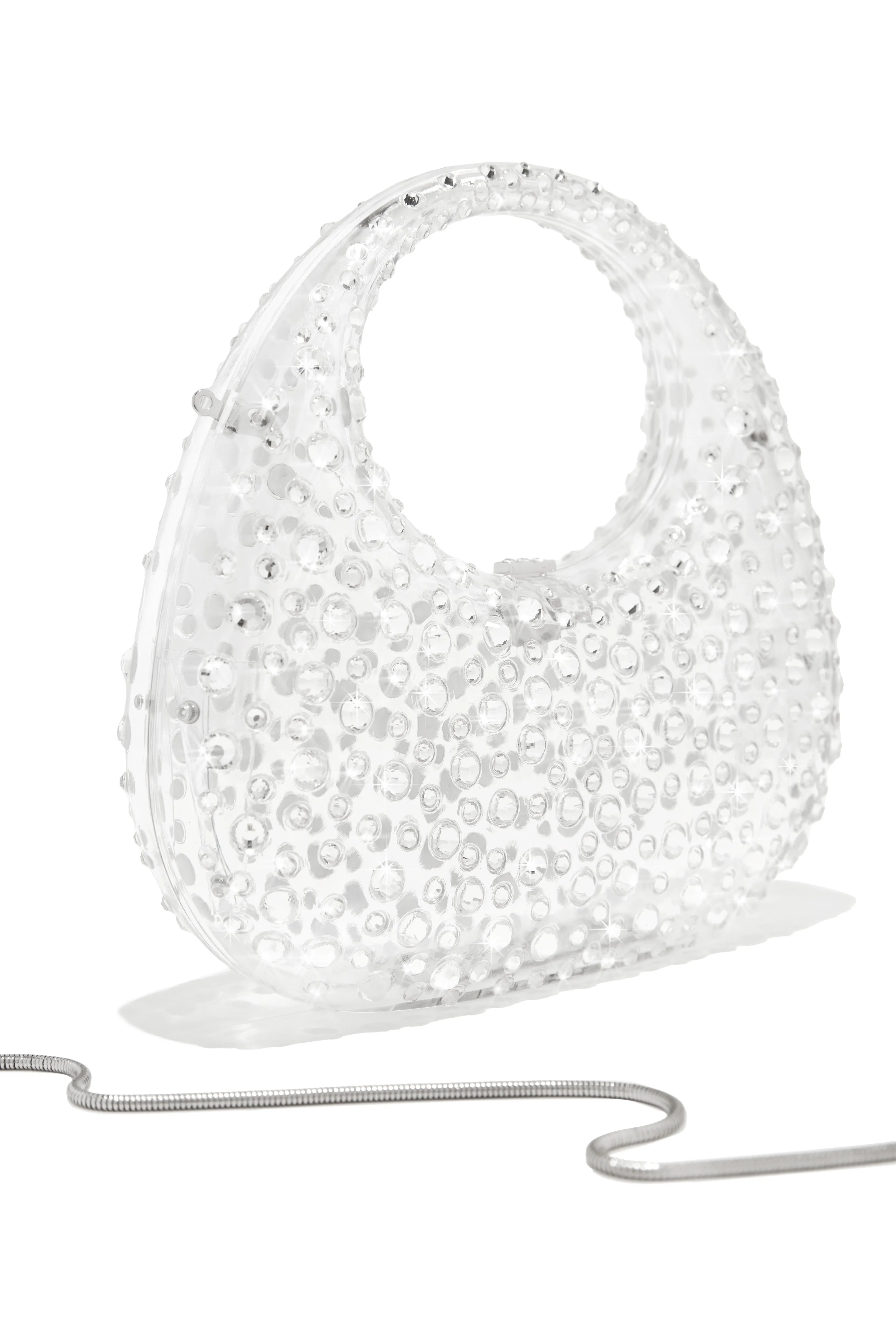 Serina Embellished Acrylic Handbag - Clear sold by Miss Lola