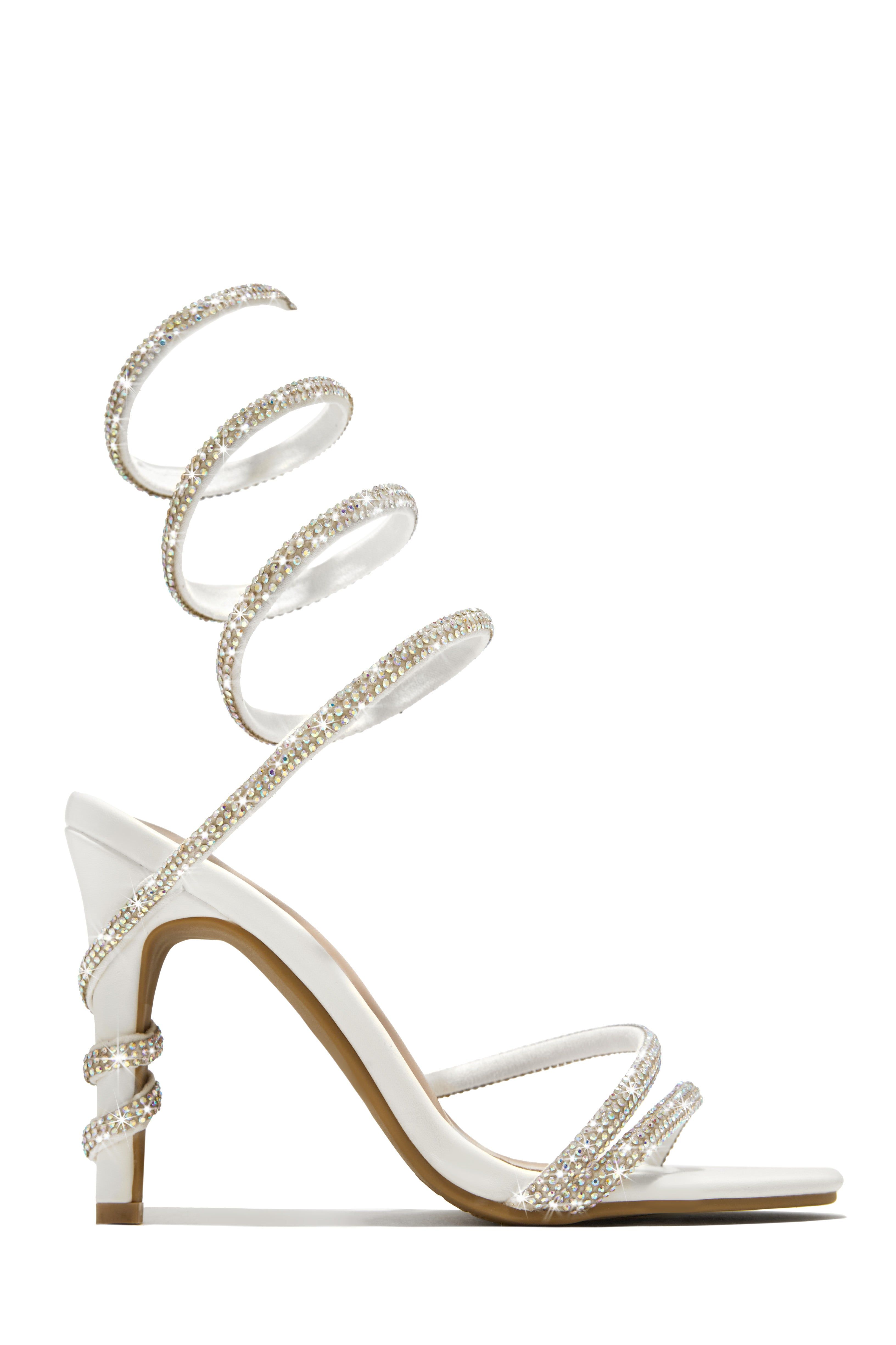 Fantasies Embellished Around The Ankle Coil Heels - White sold by Miss Lola product image thumbnail 5