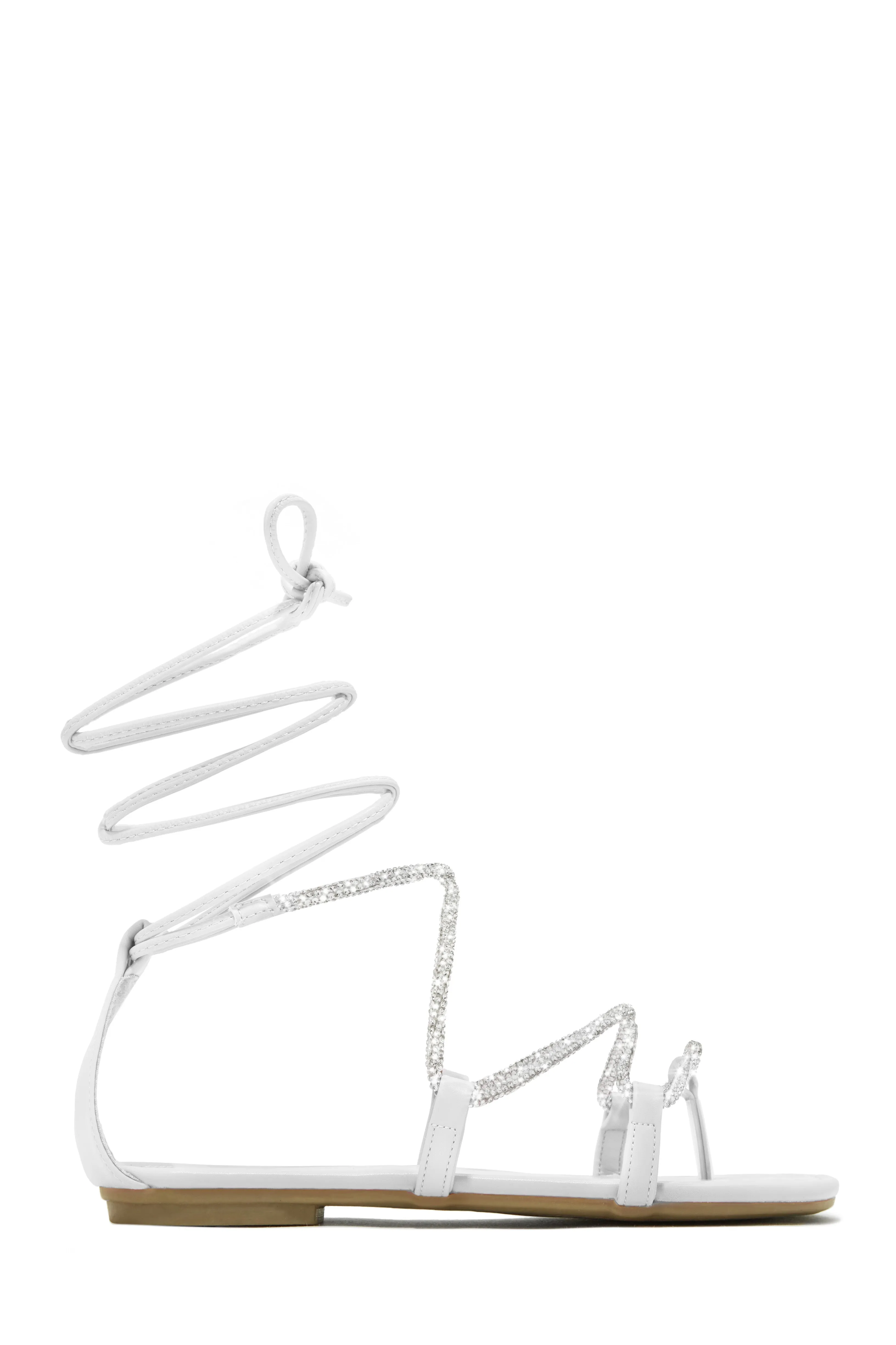 Vegas Weekend Embellished Lace Up Sandals - White sold by Miss Lola product image thumbnail 4