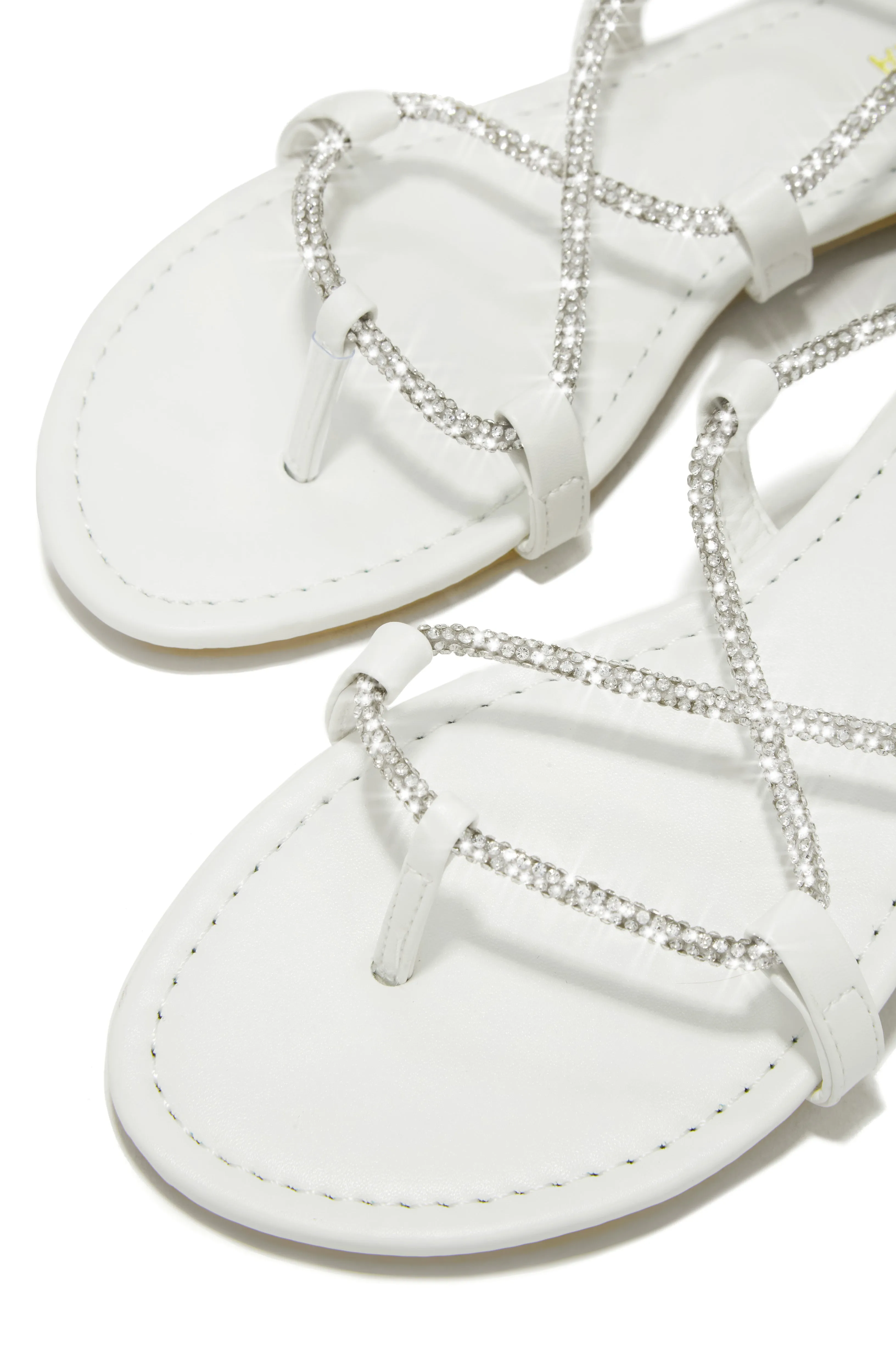 Vegas Weekend Embellished Lace Up Sandals - White sold by Miss Lola product image thumbnail 2