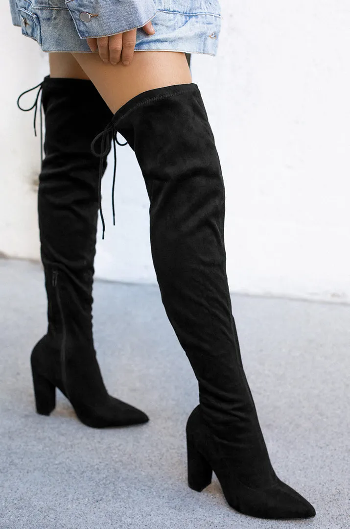 Set The Bar Over The Knee Block High Heel Boots - Black sold by Miss Lola product image thumbnail 2