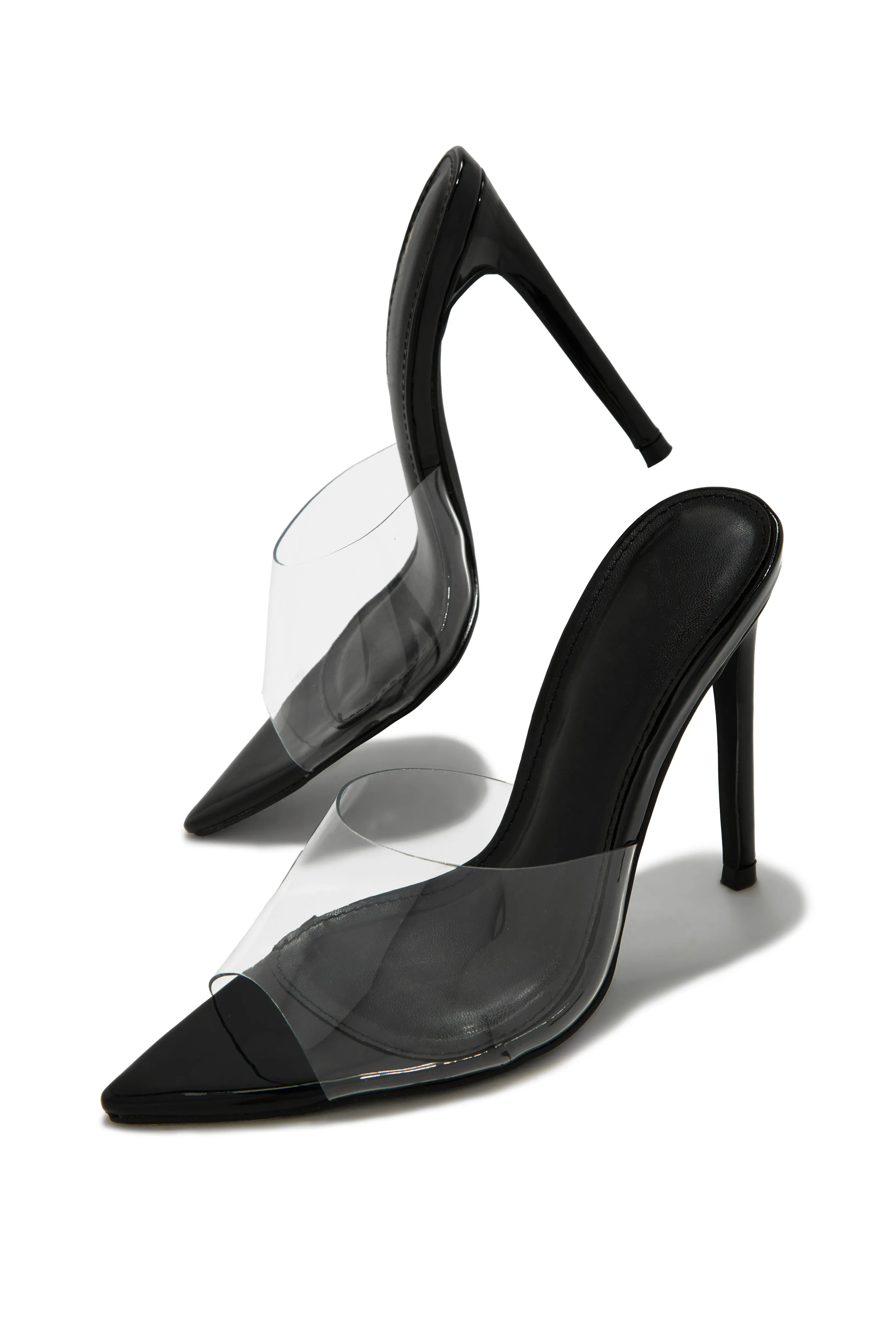 Ionic Clear Strap High Heel Mules - Black sold by Miss Lola product image thumbnail 2