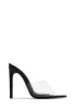 Ionic Clear Strap High Heel Mules - Black sold by Miss Lola