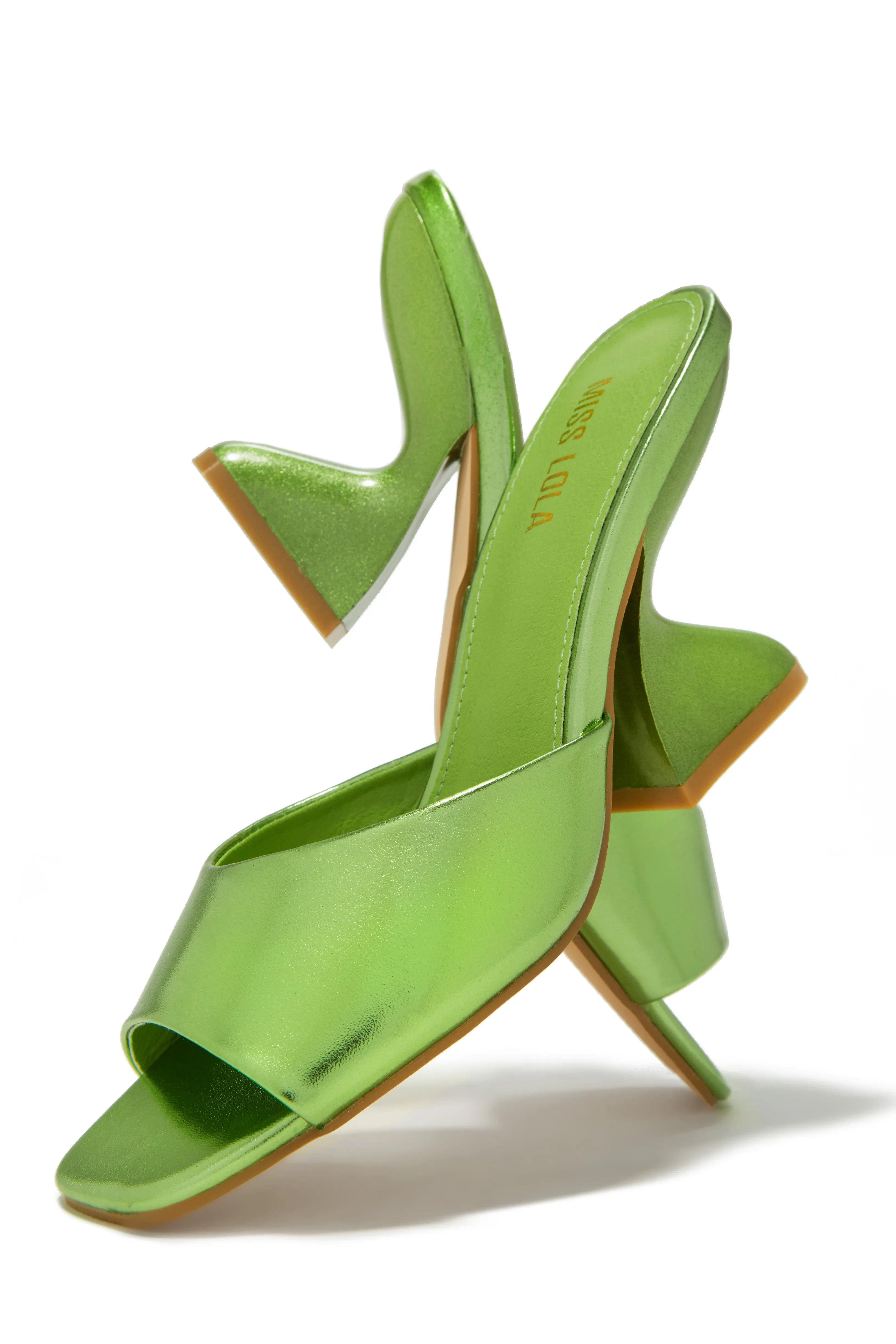 Racquel Mid Heel Mules - Green sold by Miss Lola product image thumbnail 3