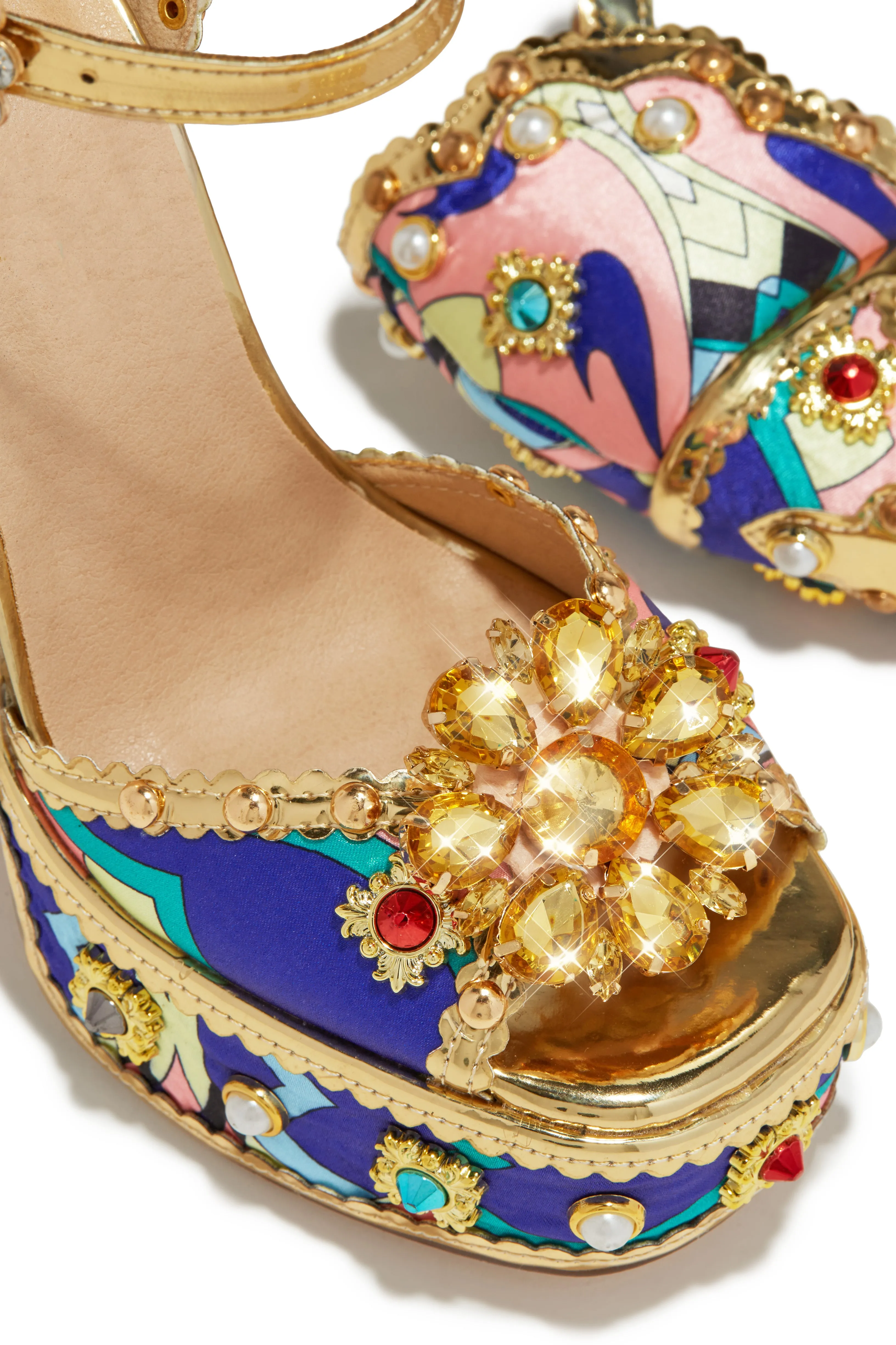 Royal Wishes Platform Block Heels - Blue sold by Miss Lola product image thumbnail 5