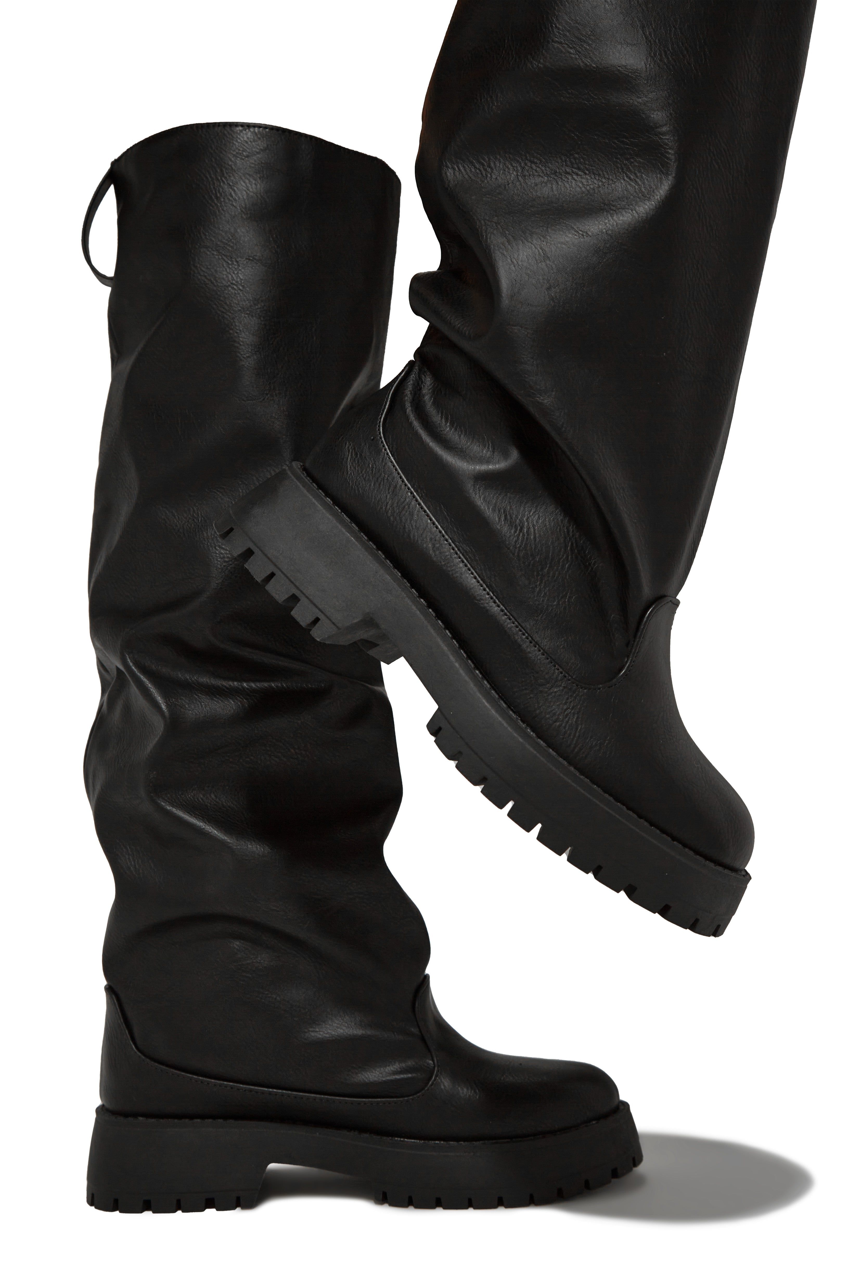 Emara Baggy Knee High Boots - Black sold by Miss Lola product image thumbnail 5