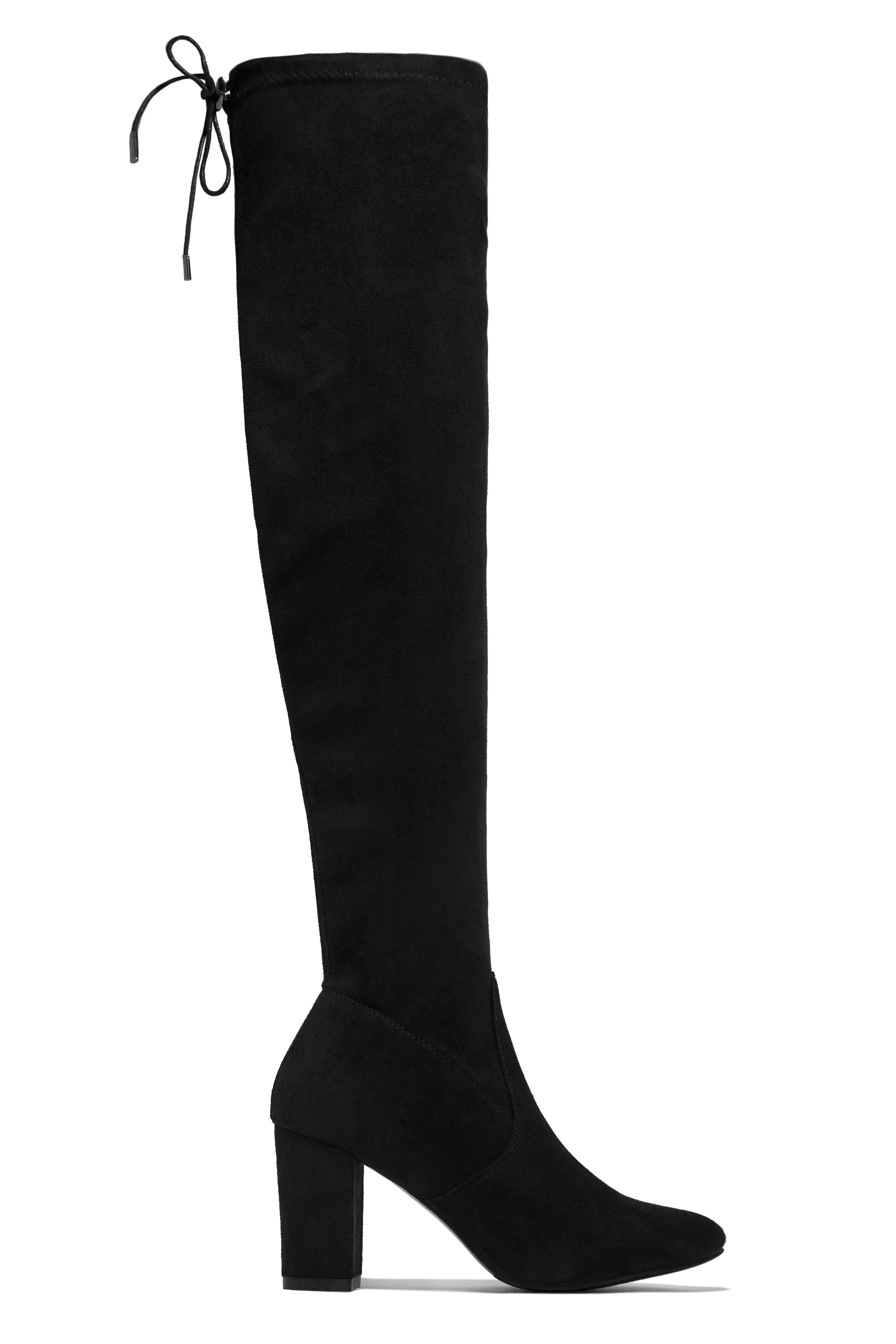 Adalee Over The Knee Block Heel Boots - Black sold by Miss Lola product image thumbnail 5
