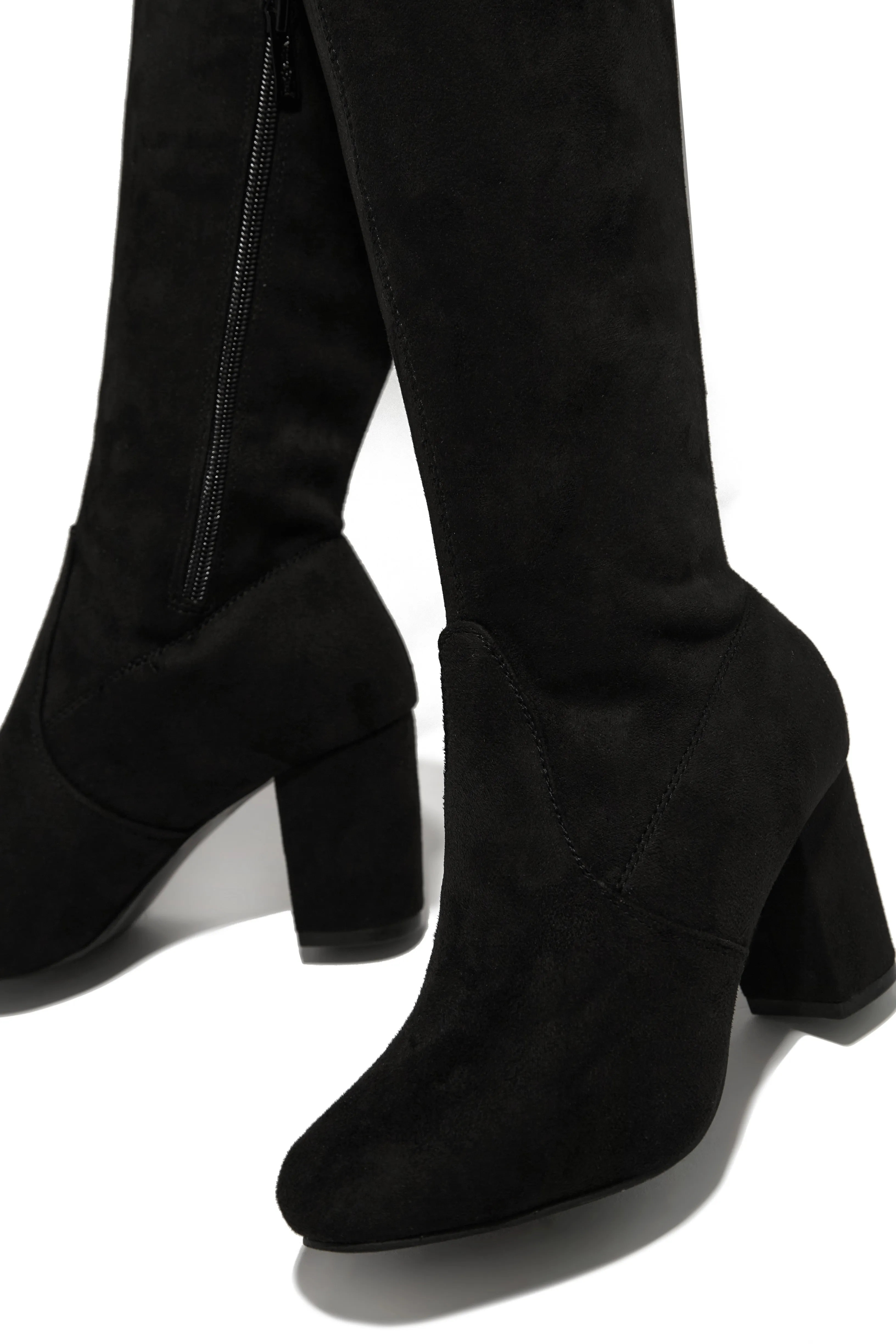 Adalee Over The Knee Block Heel Boots - Black sold by Miss Lola product image thumbnail 3