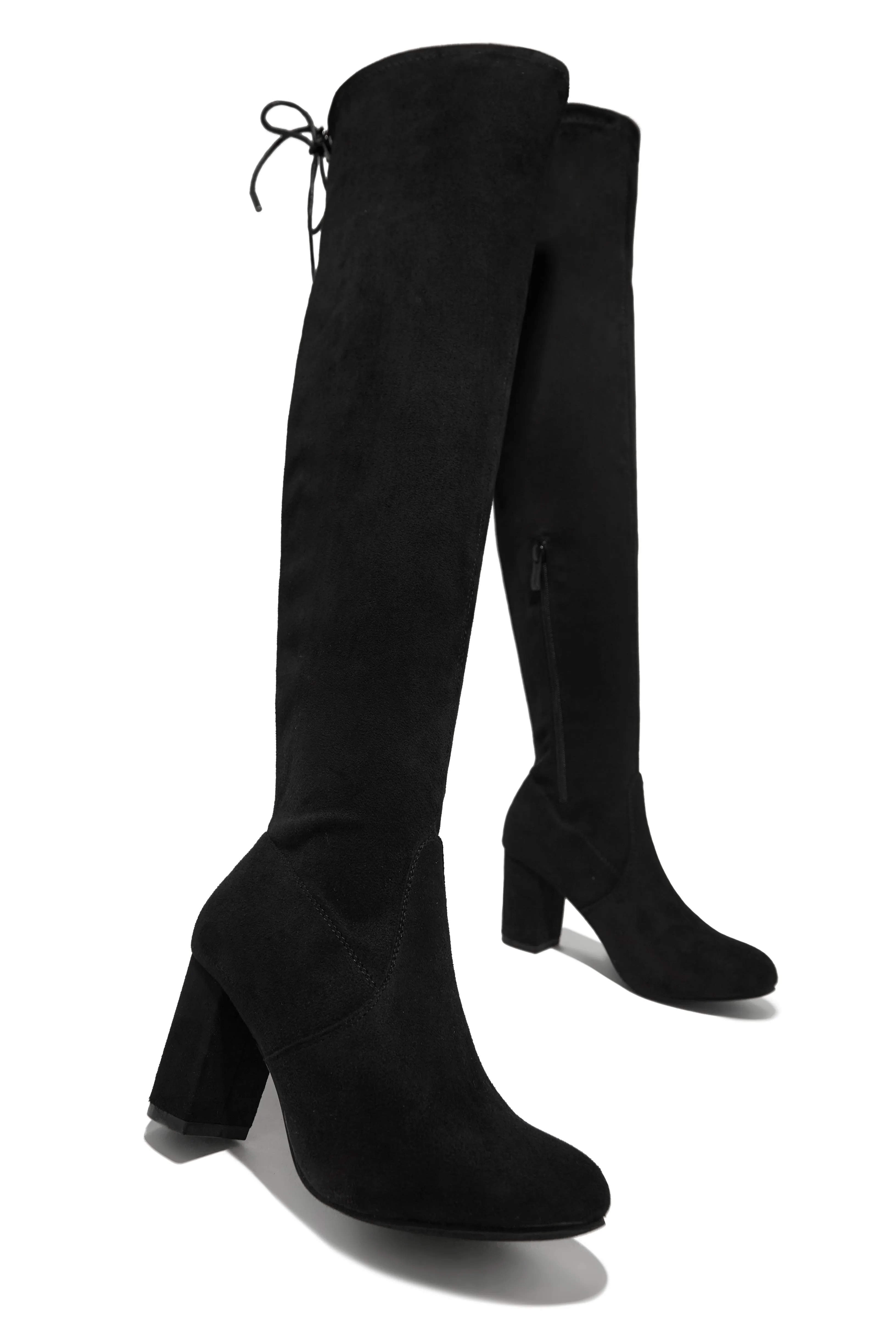 Adalee Over The Knee Block Heel Boots - Black sold by Miss Lola product image thumbnail 2