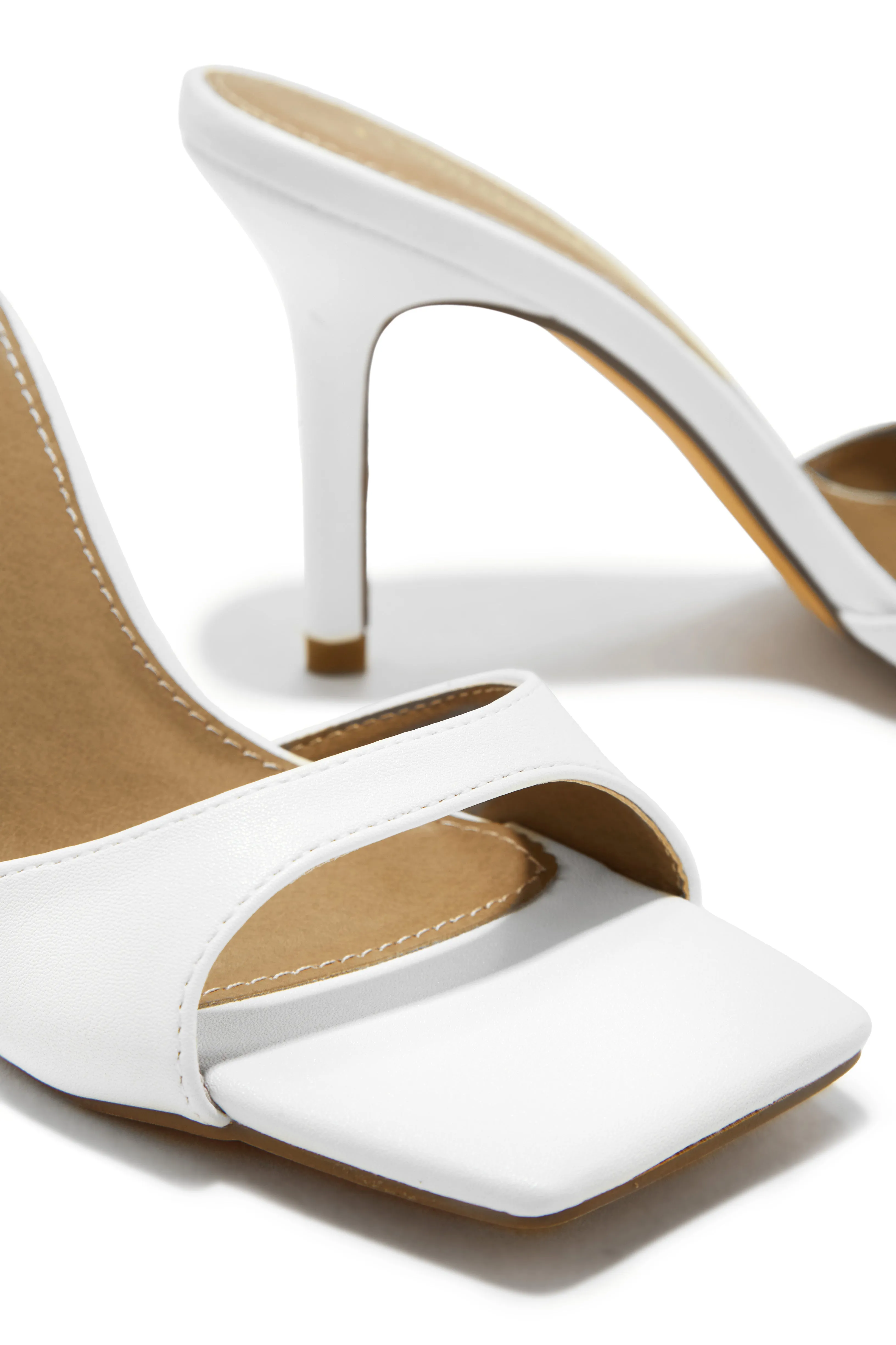 Nellie Mid Heel Mules - White sold by Miss Lola product image thumbnail 3
